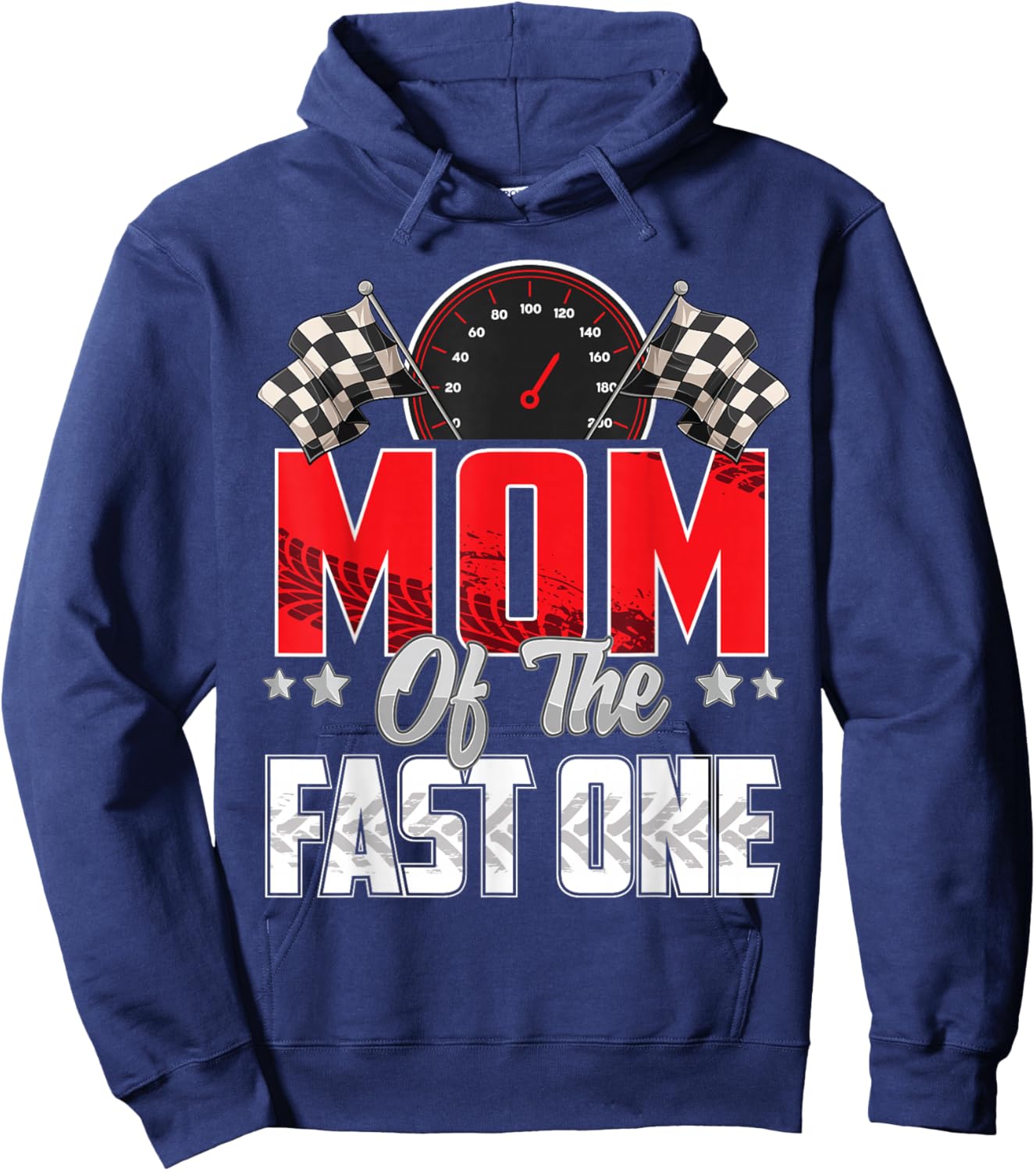 1 year old racing car fast one birthday 1st Family Mom Hoodie - Hoodie | Navy