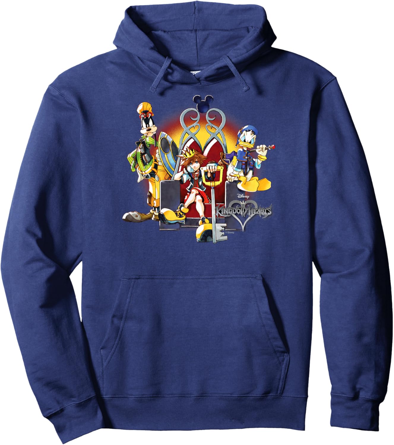Kingdom Hearts - Sora Goofy Donald Duck with Keyblade Hoodie - Hoodie | Navy