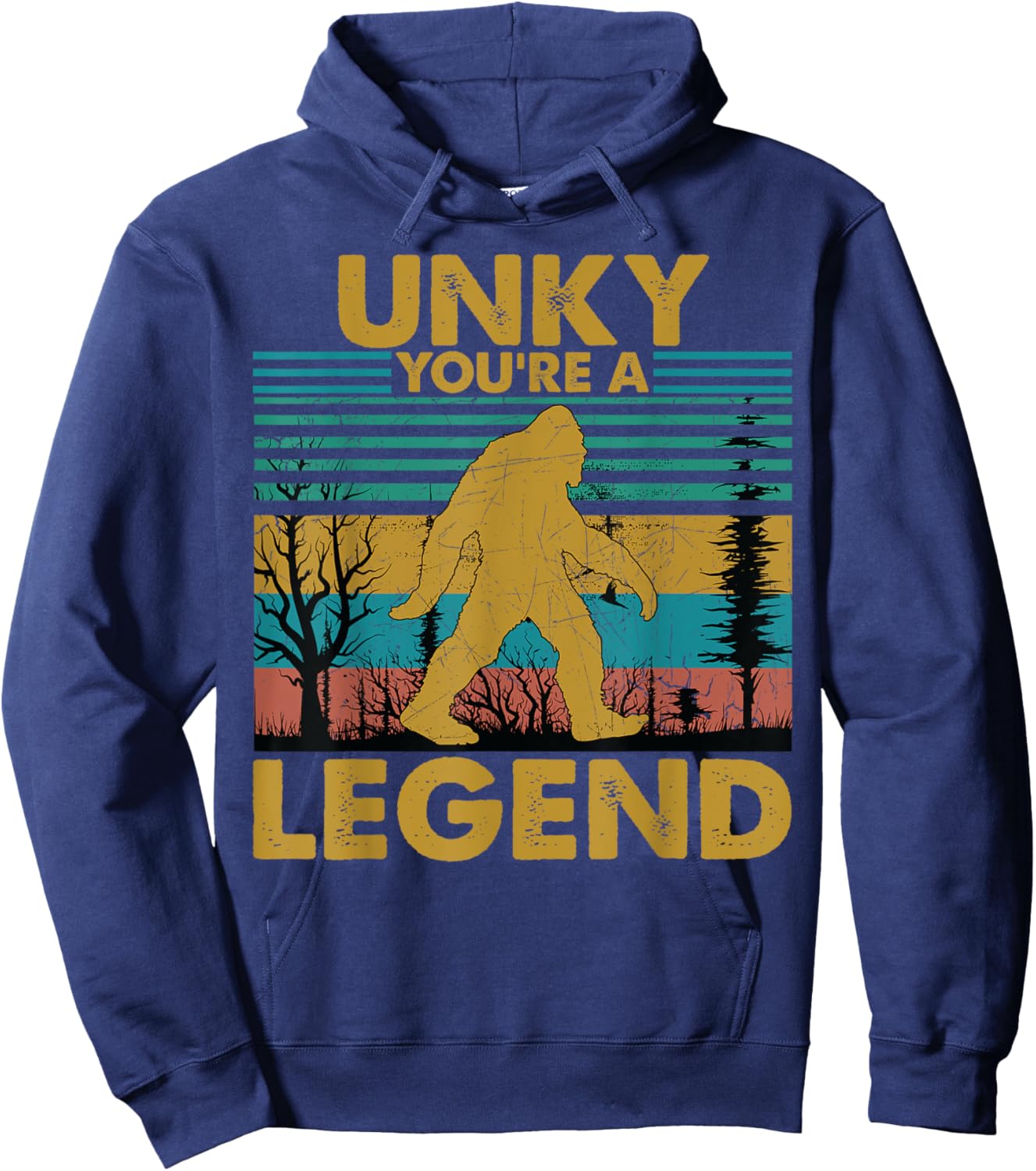 Unky You're A Legend Retro Vintage Bigfoot Uncle Hoodie - Hoodie | Navy