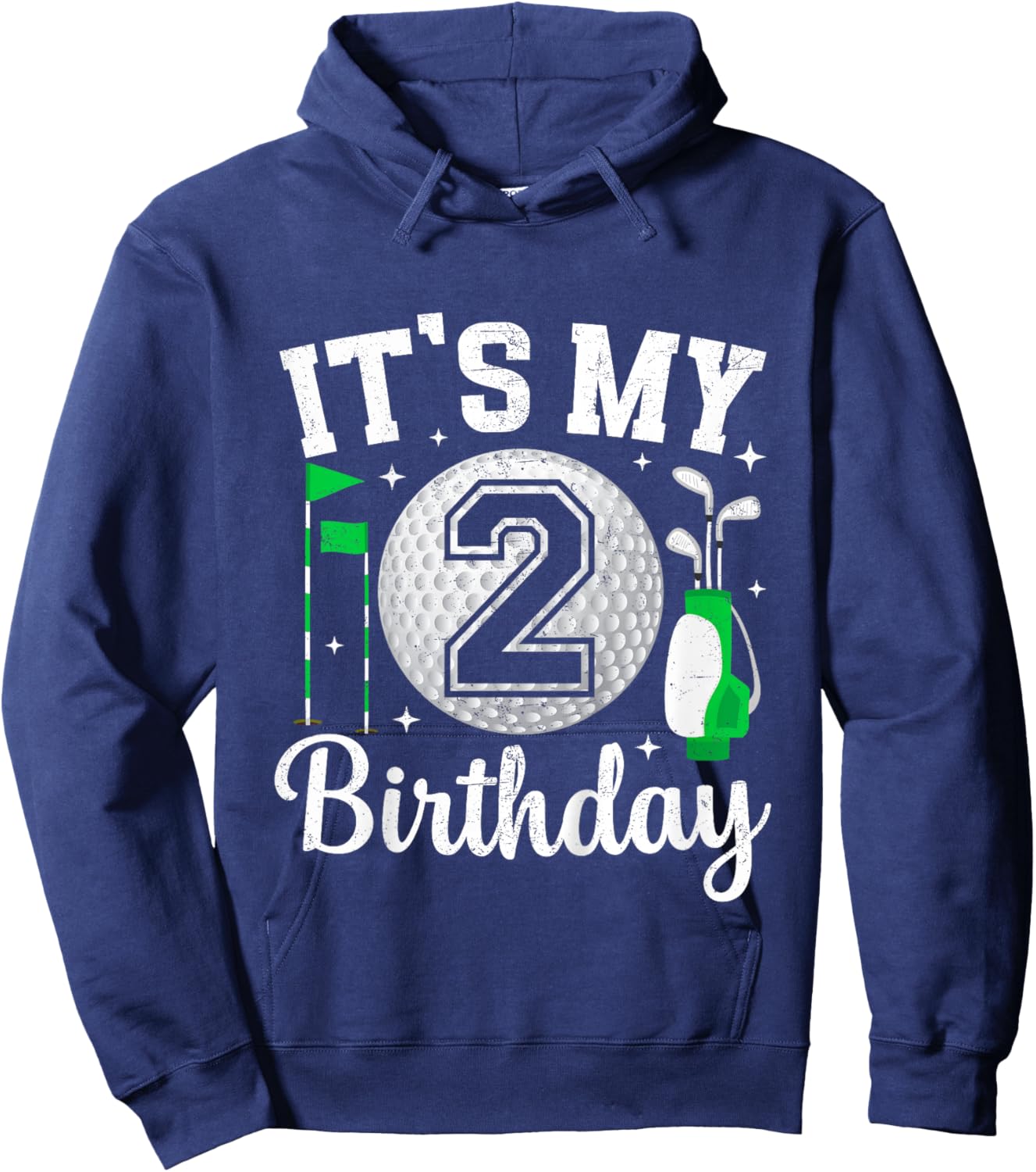 Kids It's My 2nd Birthday Golf 2 Year Old Golf Player Birthday Hoodie - Hoodie | Navy