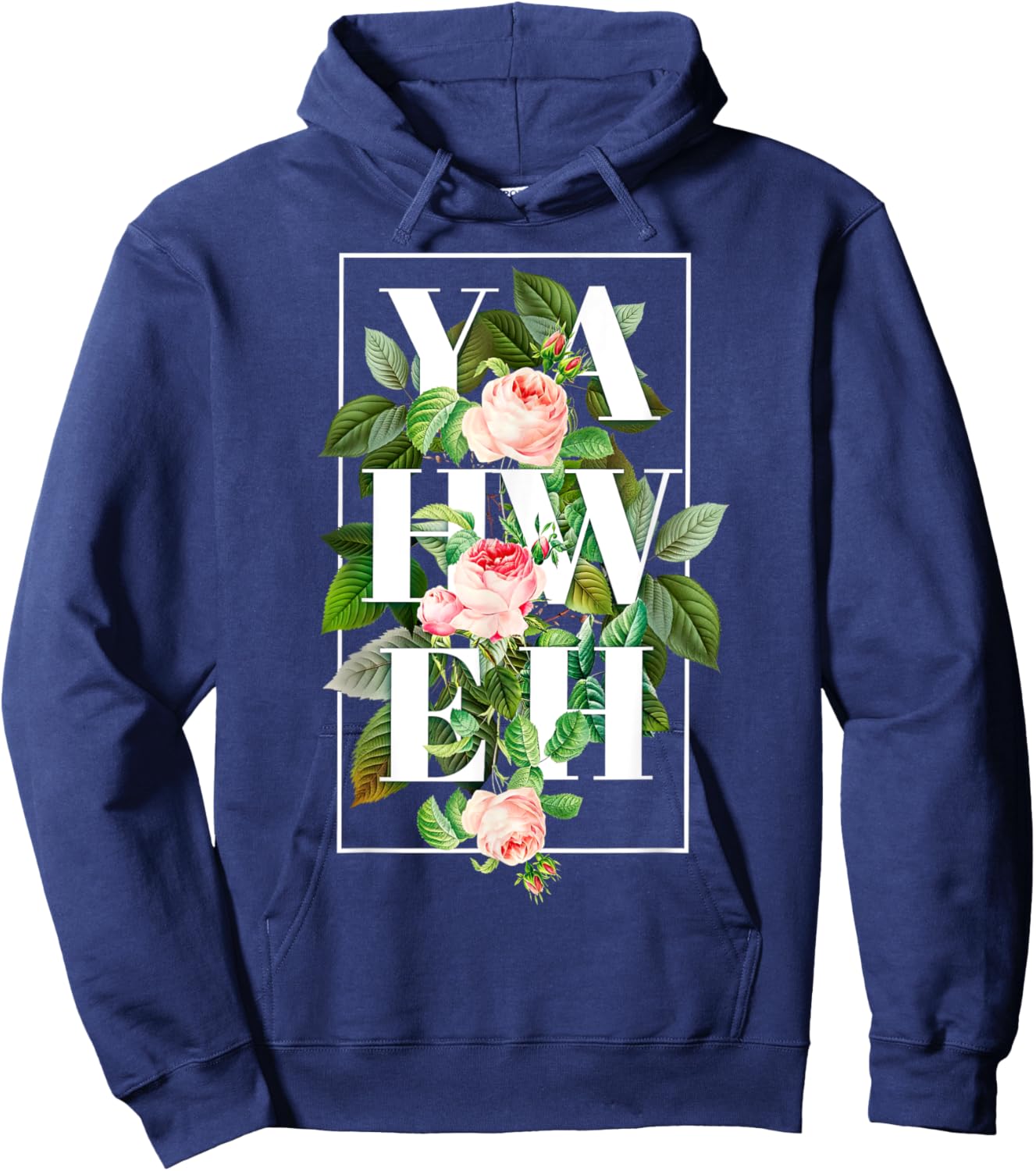 YHWH Yahweh Hebrew God Jewish Christian Retro Flower Hoodie - Hoodie | Navy