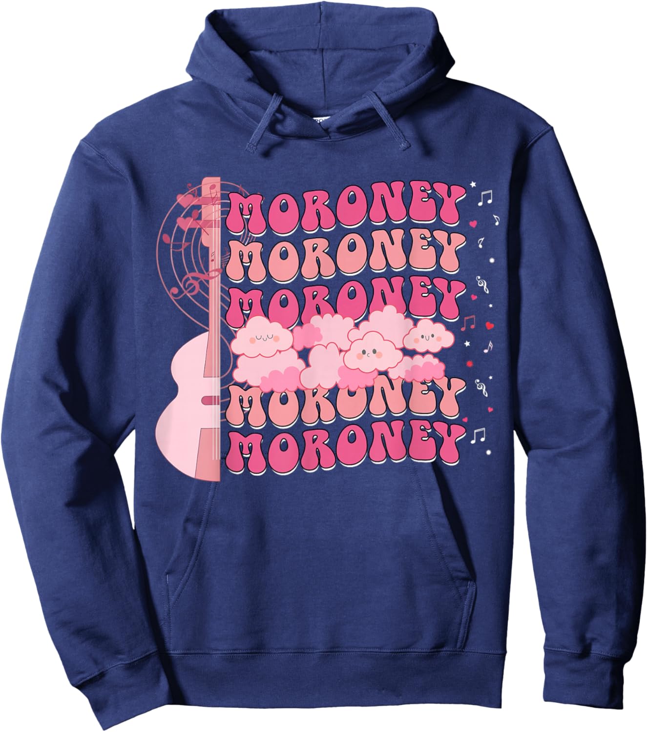 Retro Moroney Personalized Name I Love Moroney Groovy Meme Hoodie - Hoodie | Navy