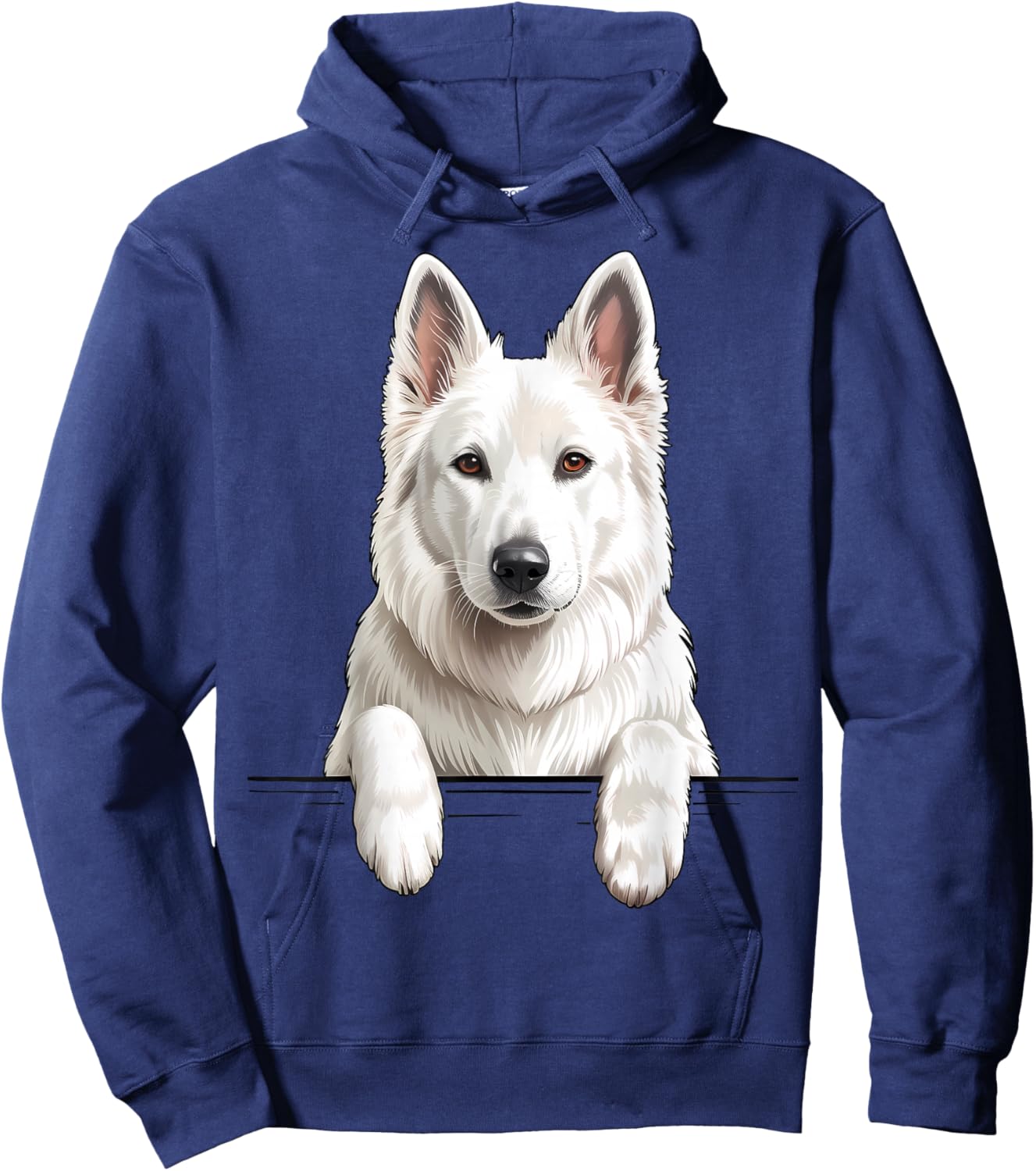 Berger Suisse Blanc Mignon regardant Berger Blanc Suisse Hoodie - Hoodie | Navy