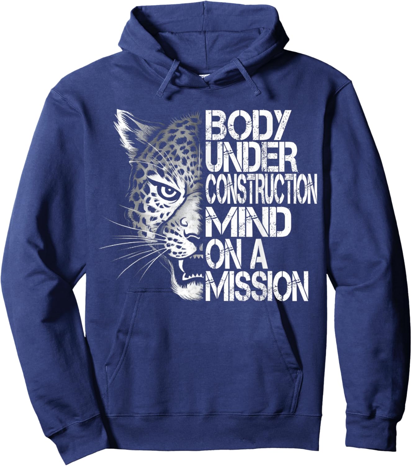 Tiger Gym Lovers Men Women Workout Body under construction Hoodie - Hoodie | Navy