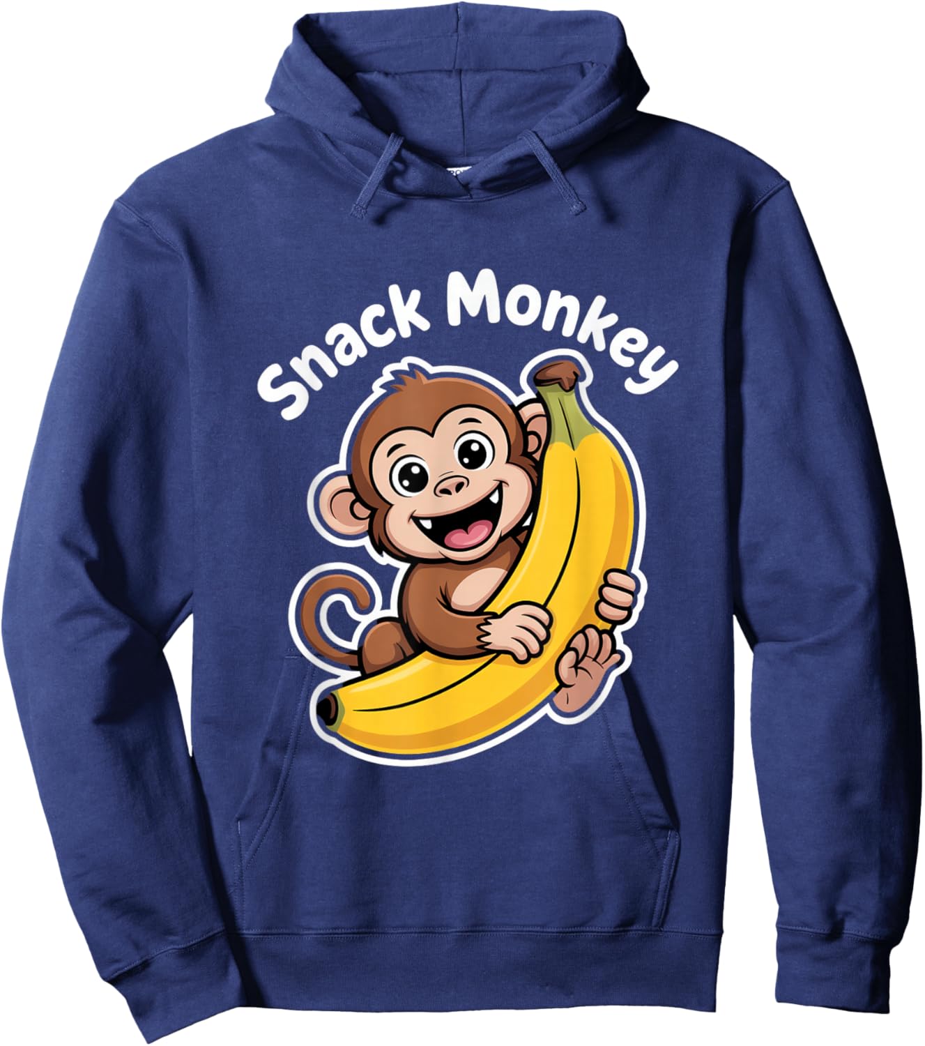 Snack Monkey Cute Banana Lover Fun Cartoon Style Hoodie - Hoodie | Navy