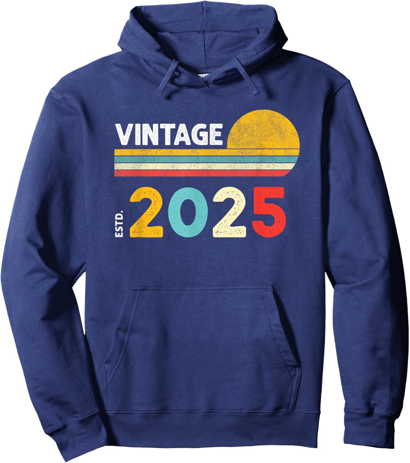 Vintage 2025 , Small, Black Hoodie - Hoodie | Navy
