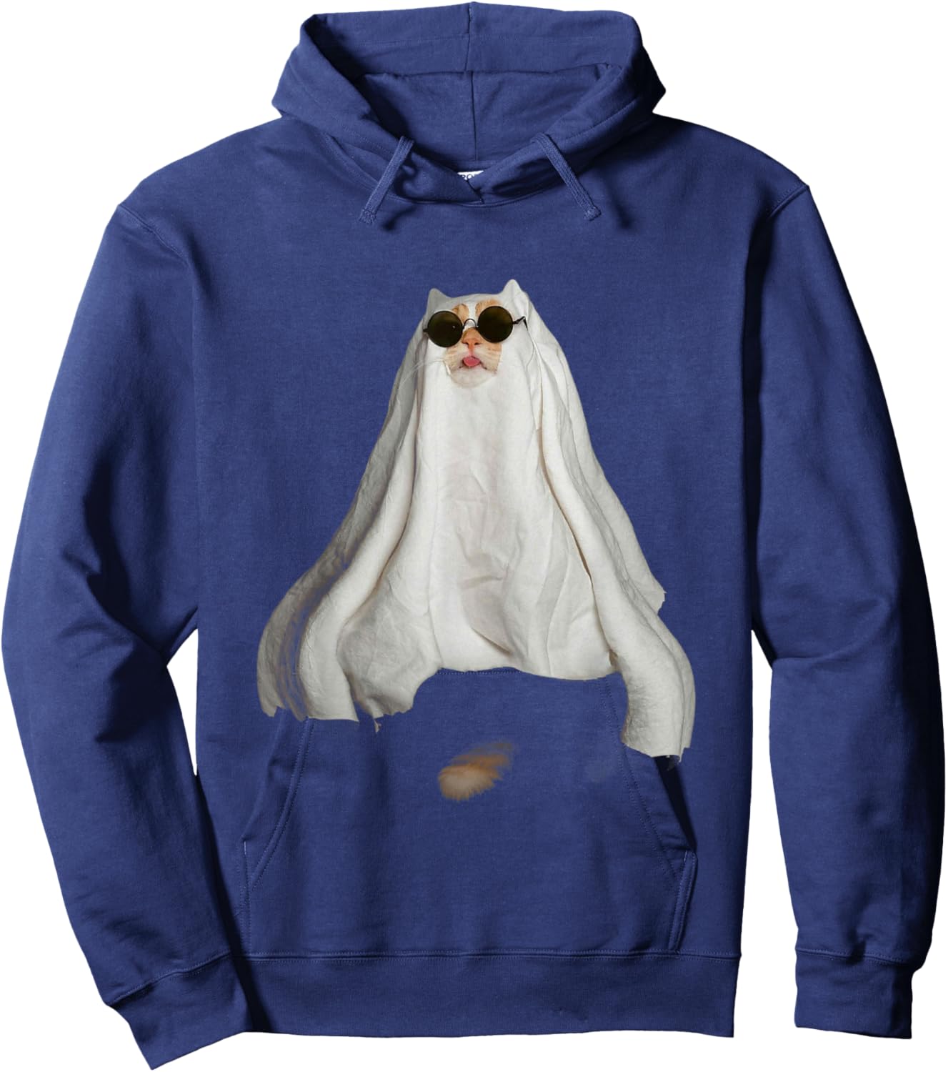 Ghost Cat Meme Funny Halloween Men Women Kids Hoodie - Hoodie | Navy