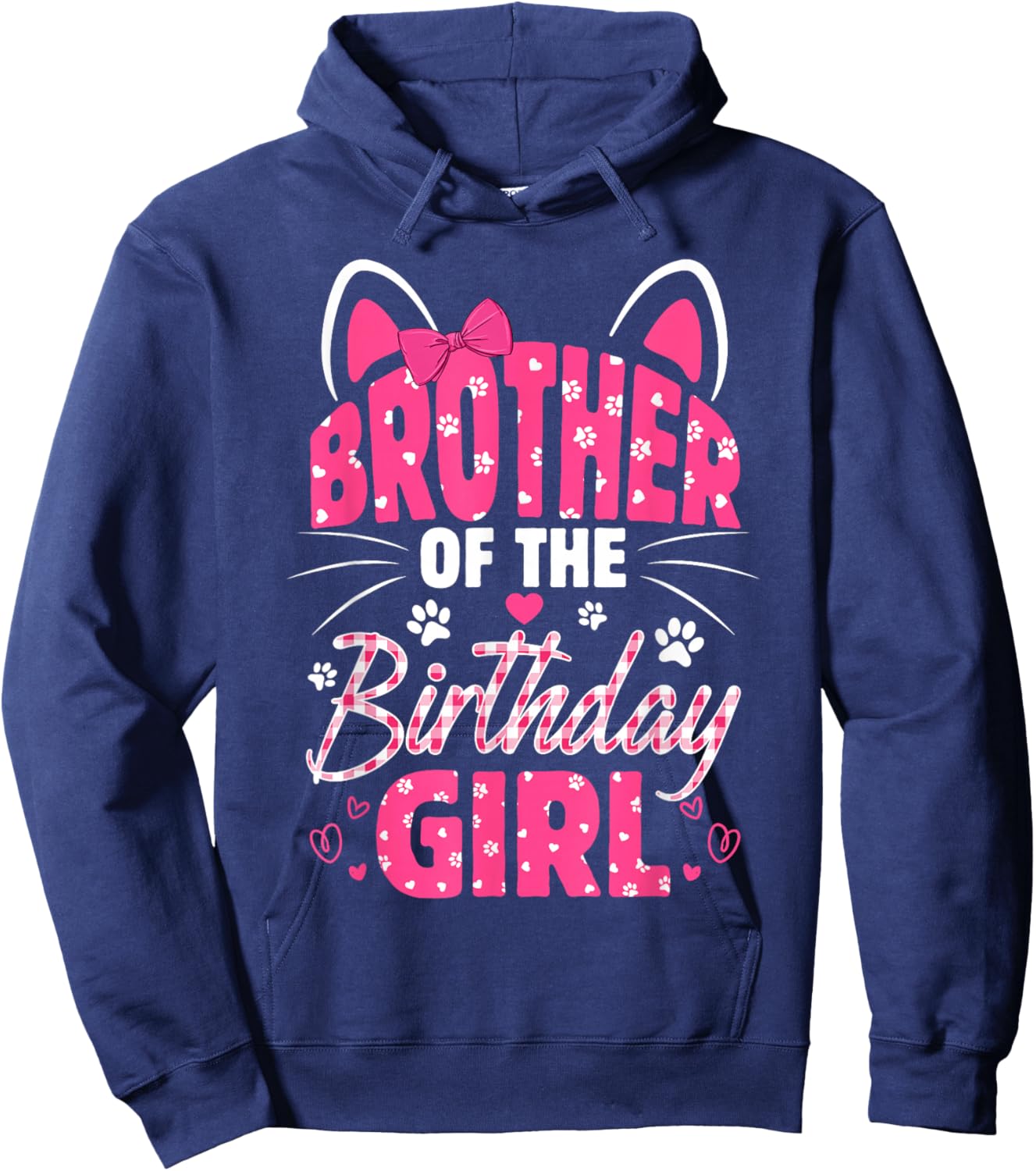 Brother Of The Birthday Girl Cat Kitty Family Matching Hoodie - Hoodie | Navy