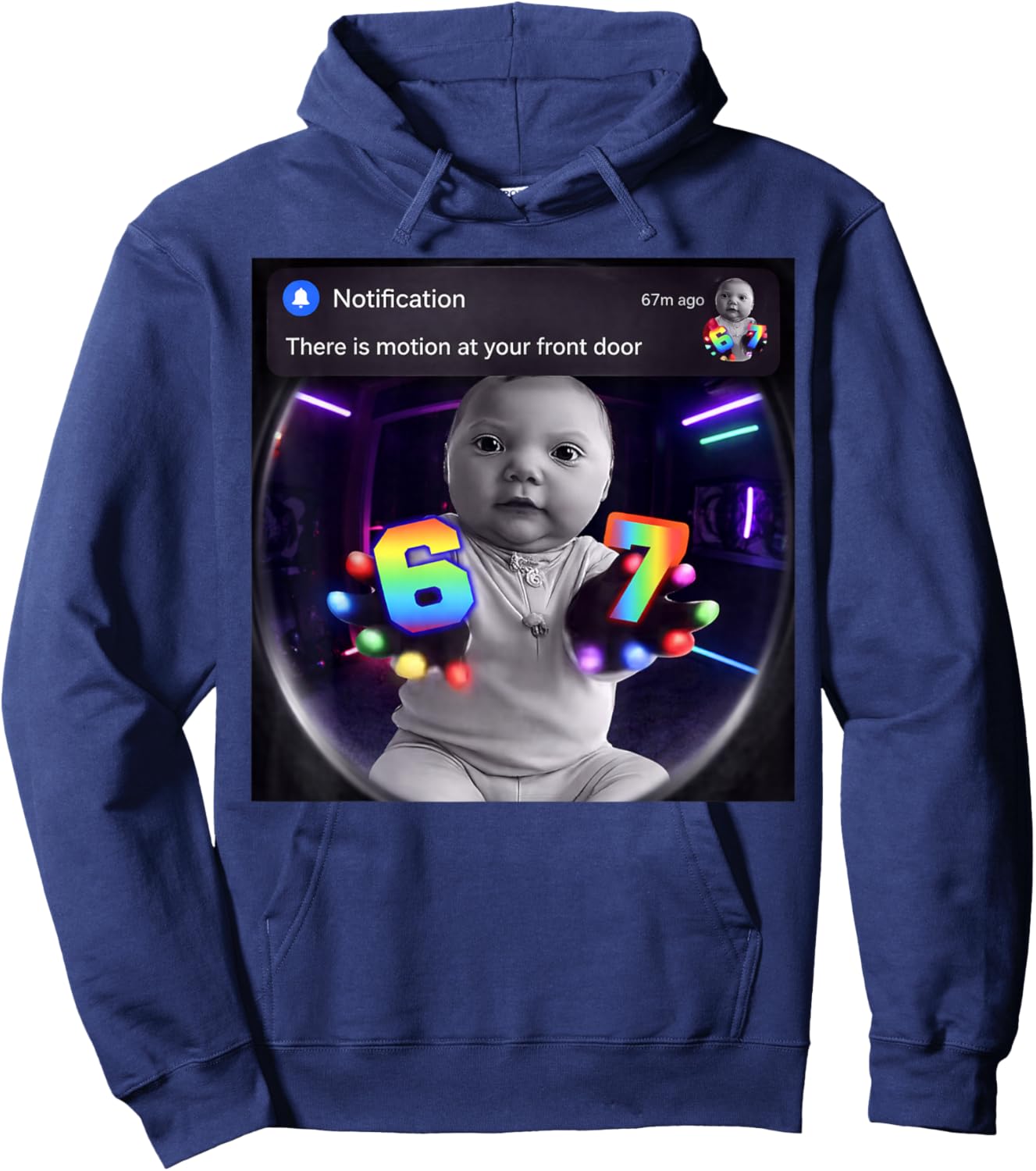 Funny Ai Baby Gloves Led 67 Motion at Your Front Door Meme Hoodie - Hoodie | Navy