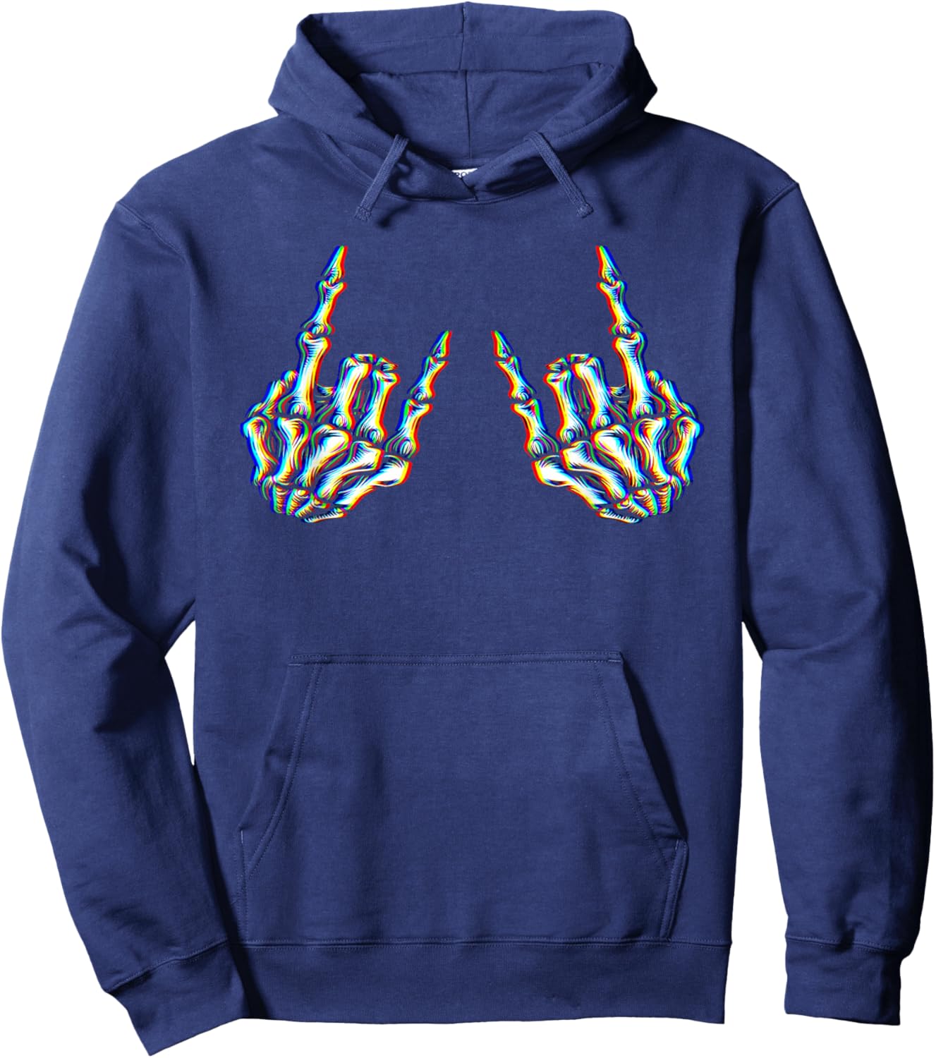 Punk Rock Skeleton Cool Rocker Psychedelic Trippy Rave Party Hoodie - Hoodie | Navy