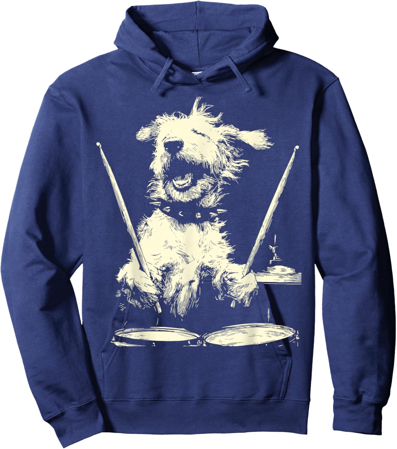 Goldendoodle Playing Drums Funny Musician Dog Drummer Punk Hoodie - Hoodie | Navy