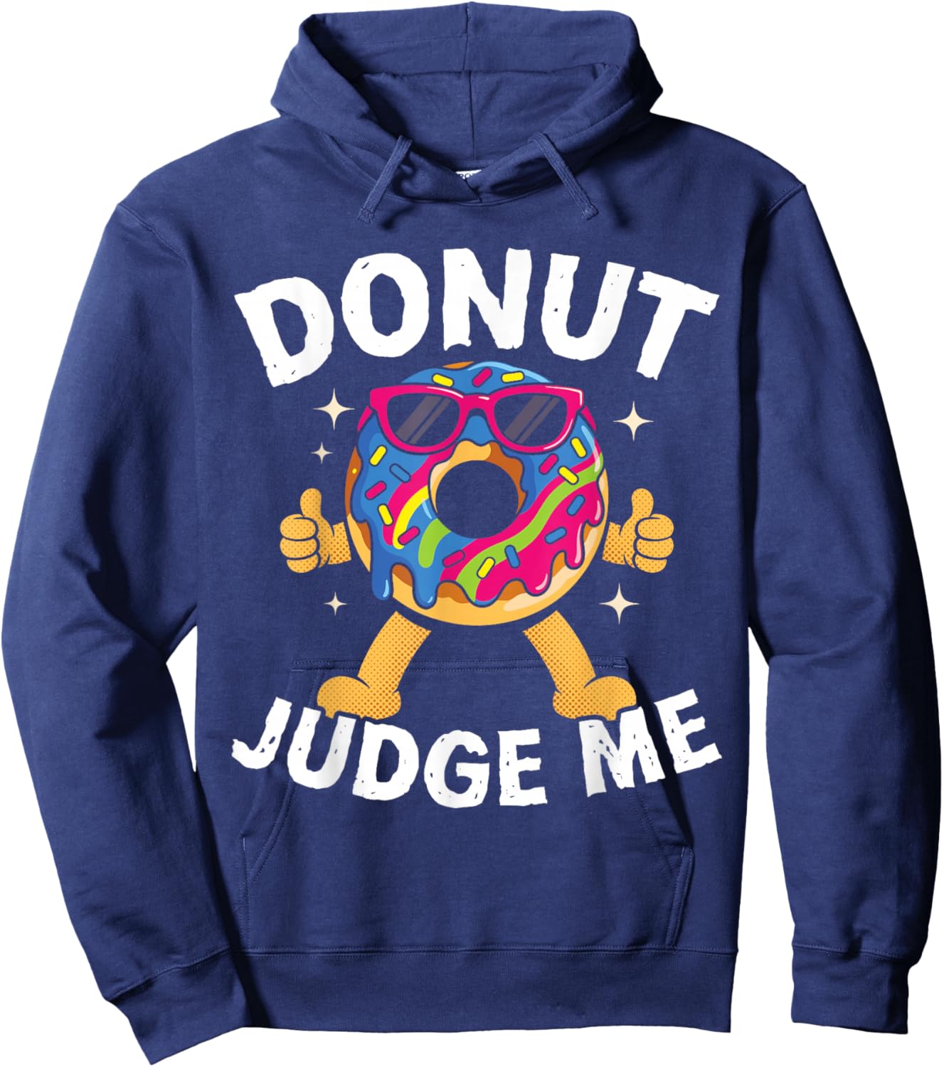 Donut Judge Me Funny Food Pun Retro Cartoon Humor Hoodie - Hoodie | Navy