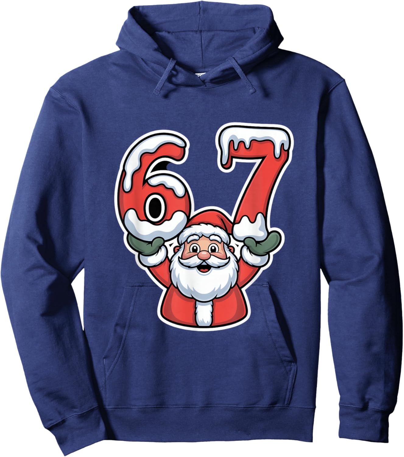 Merry Christmas 67 Snowy Numbers Santa Claus Hoodie - Hoodie | Navy