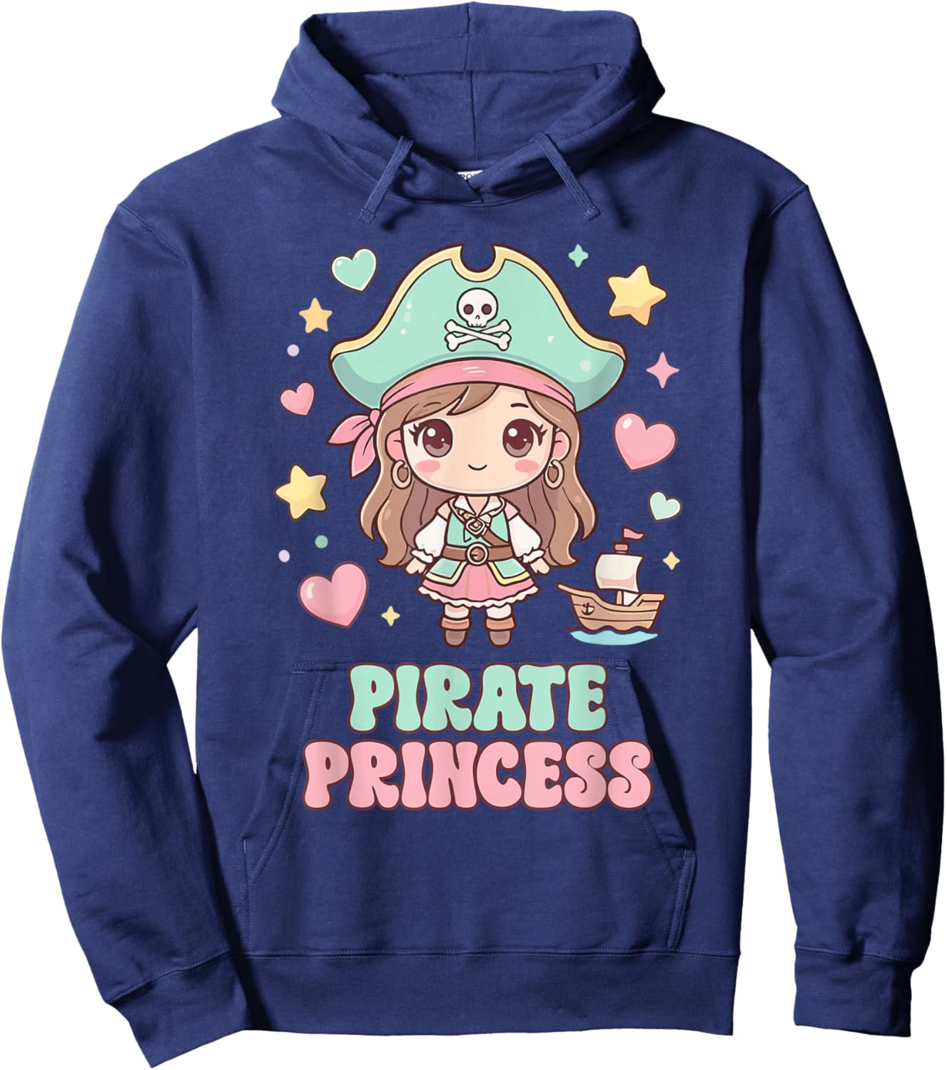 Pirate Princess Pastel Kawaii Chibi Anime Anime Pirate Girls Hoodie - Hoodie | Navy