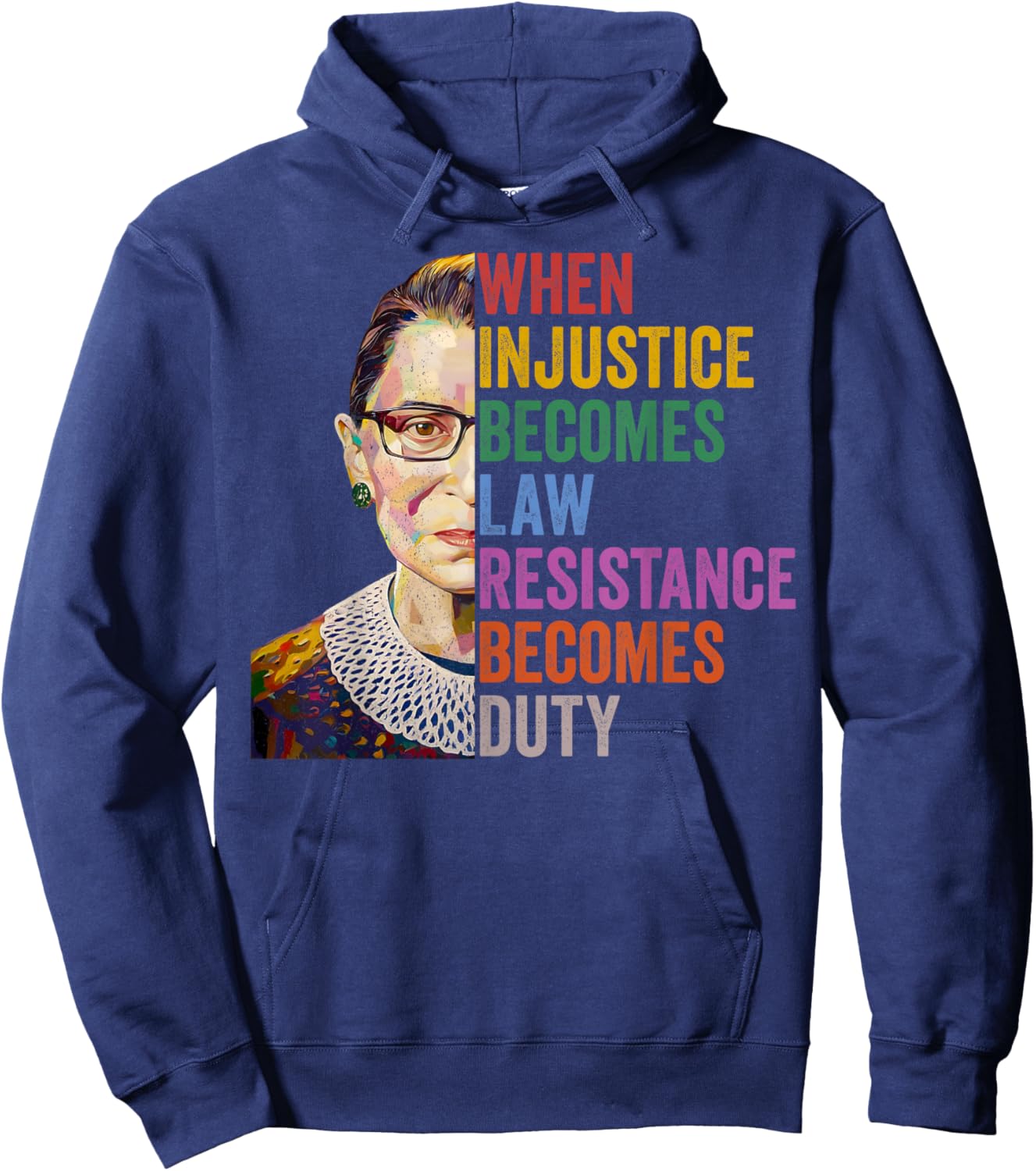 Notorious RBG Feminist Quotes Apparel -Adults Black Small Hoodie - Hoodie | Navy