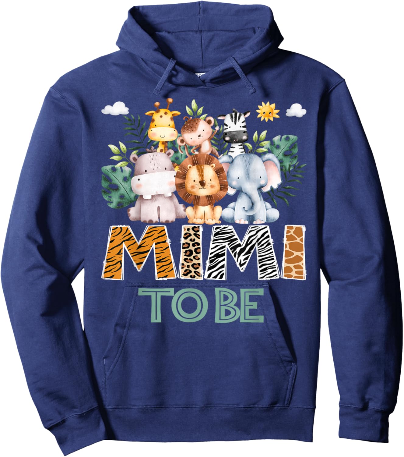 Soon To Be Mimi Jungle Animal Safari Gender Reveal Hoodie - Hoodie | Navy
