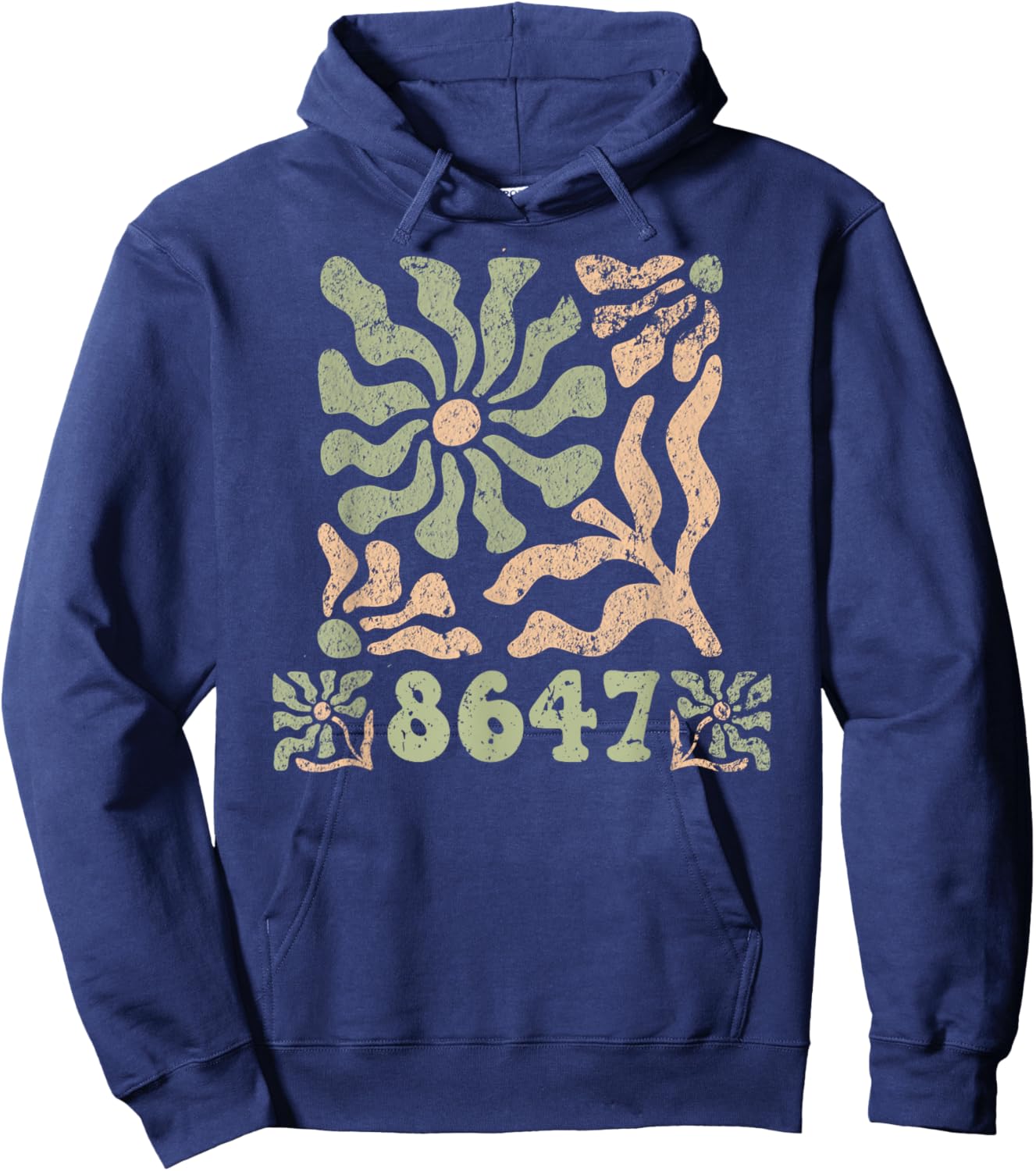 8647 Subtle Anti Trump 86 47 Floral Boho Style Hoodie - Hoodie | Navy