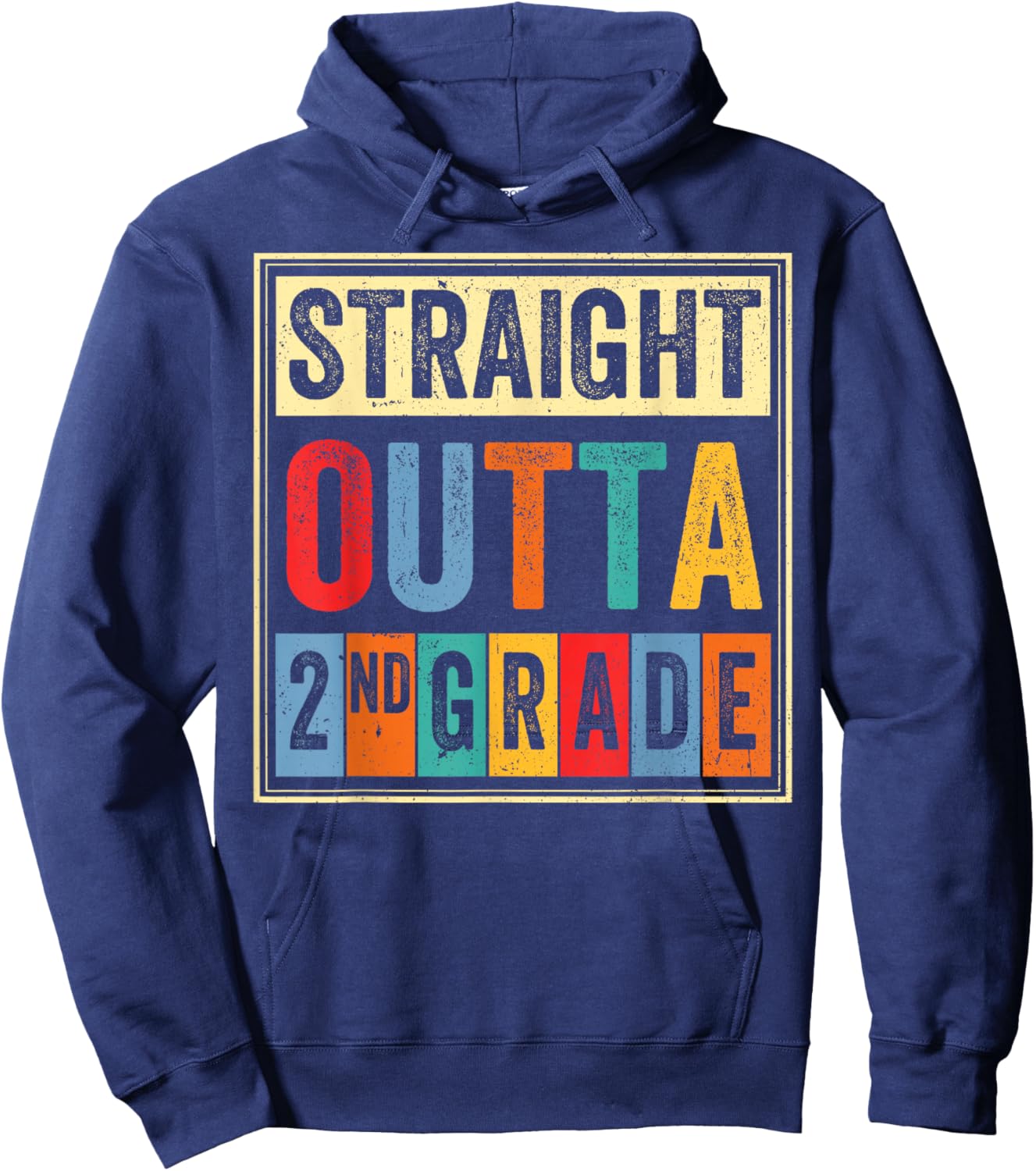 Straight Outta 2nd Grade Graduation Last Day of School Kids Hoodie - Hoodie | Navy