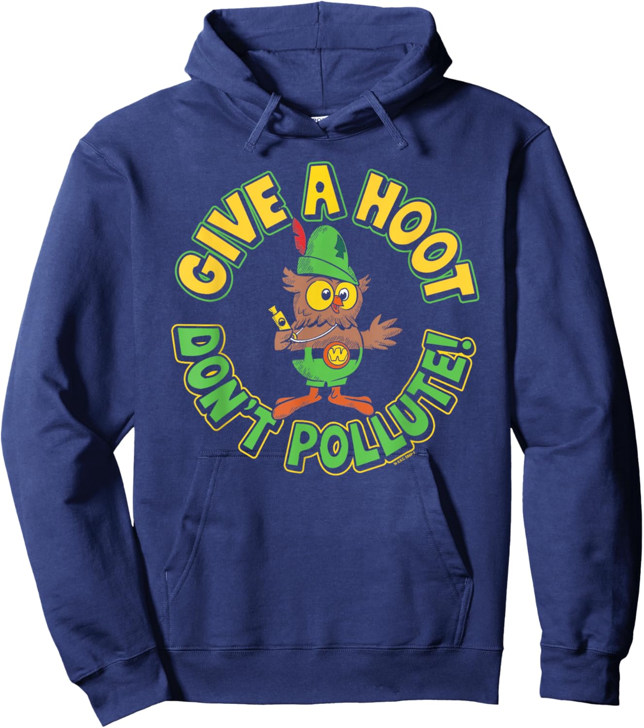 Give A Hoot Don't Pollute! Woodsy Owl Retro Hoodie - Hoodie | Navy