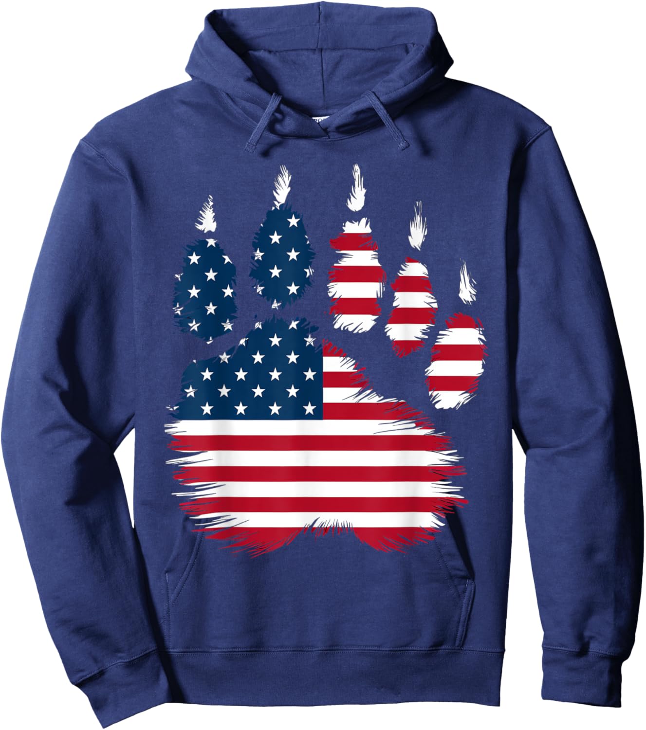 Bear Paw Patriotic USA Flag 4th of July Women Kids Men Hoodie - Hoodie | Navy