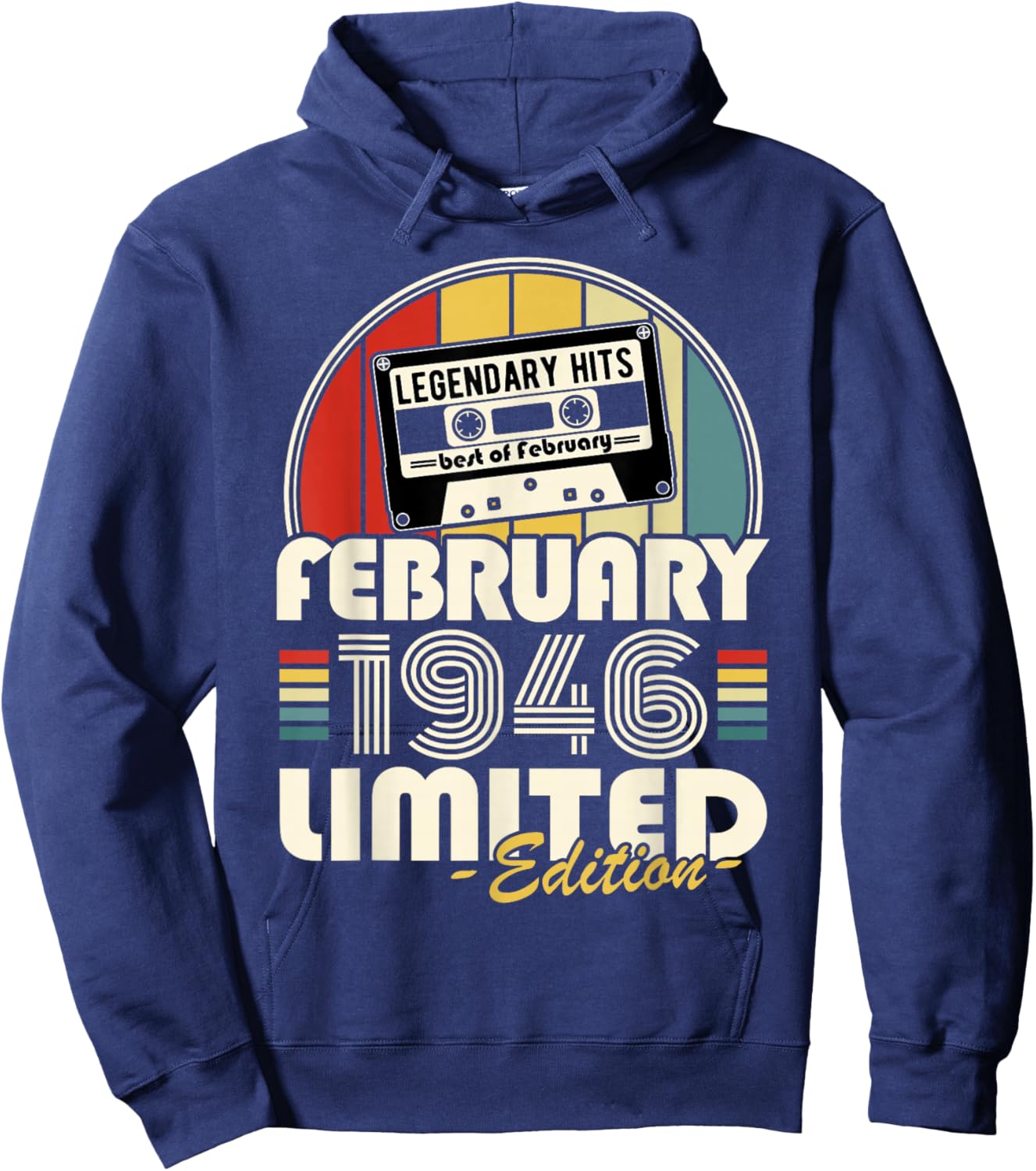Vintage Anniversaire 80 Ans Née en Février 1946 Homme Femme Hoodie - Hoodie | Navy
