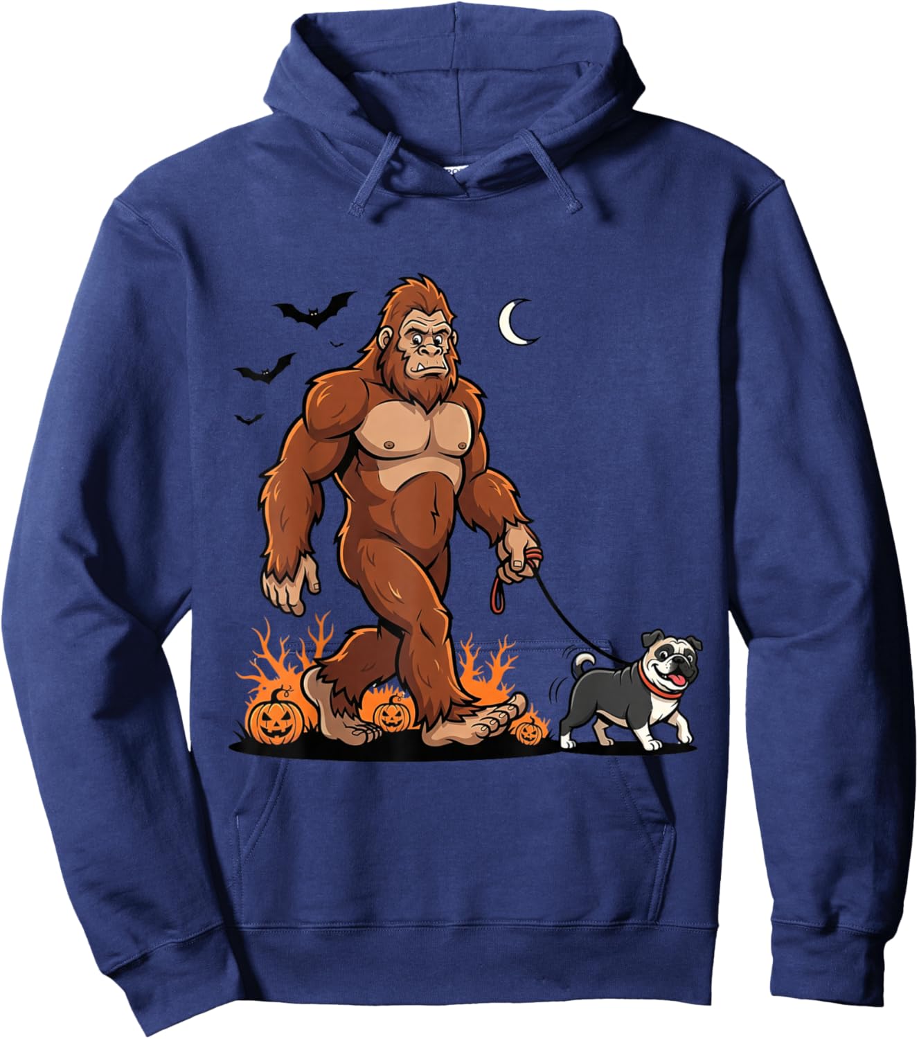 Bigfoot Walking Pug Halloween Dog Sasquatch Funny Costume Hoodie - Hoodie | Navy