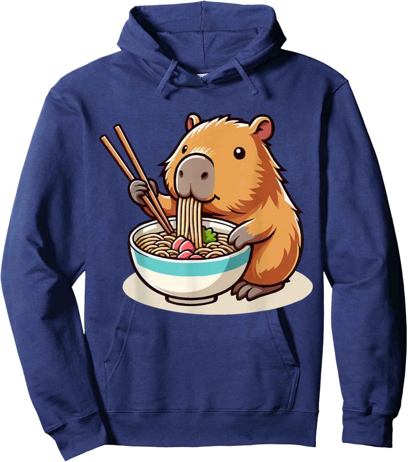 Kawaii Capybara Eating Ramen Noodles Cute Capybara Boy Girl Hoodie - Hoodie | Navy