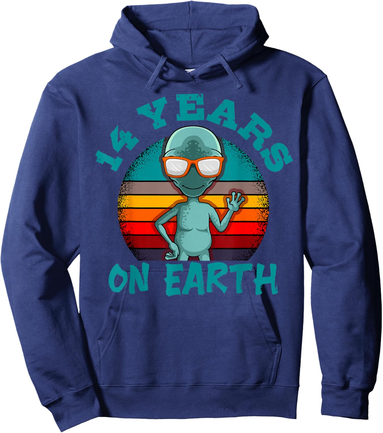 Alien 14th Birthday Party UFO Space Galaxy Traveler Cosmos Hoodie - Hoodie | Navy