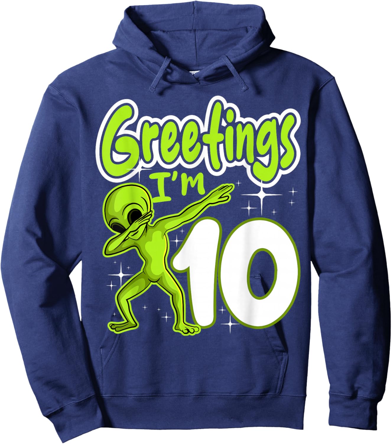 Alien 10th Birthday Dubbing Party Space Galaxy Traveler UFO Hoodie - Hoodie | Navy