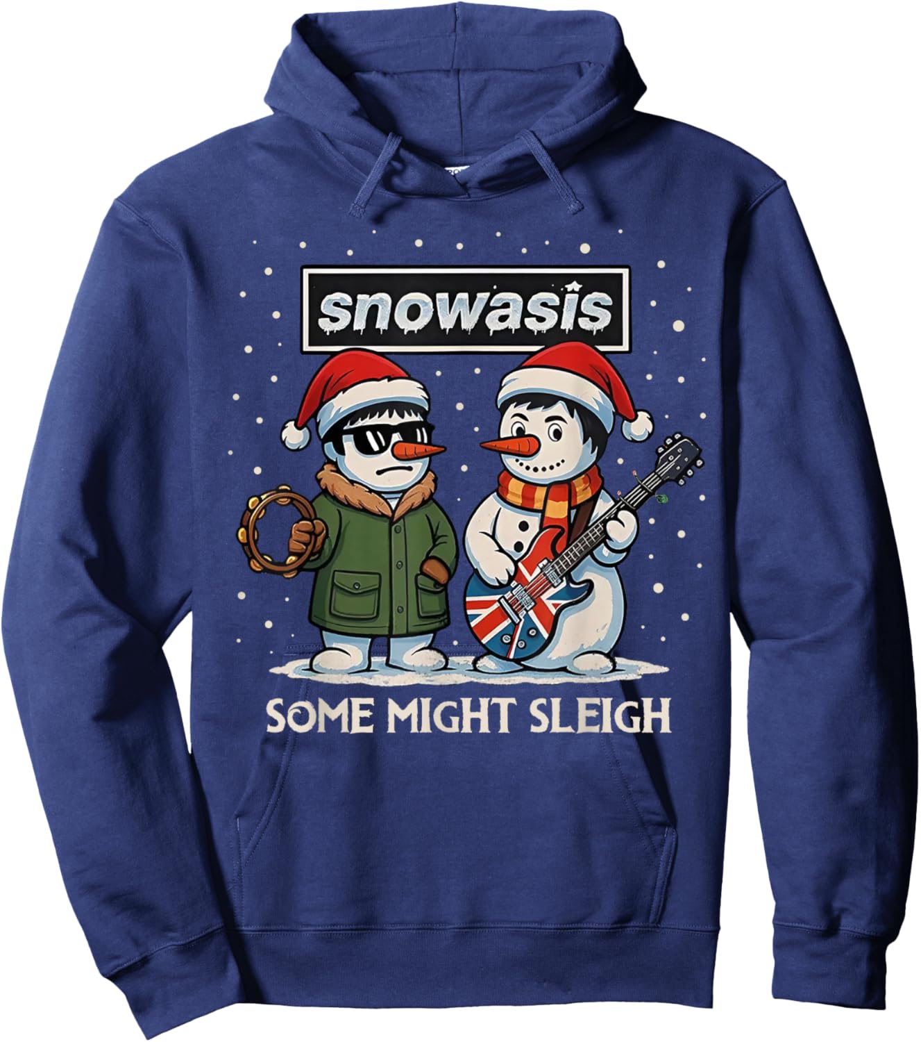Snowasis Some Might Sleigh - Snowman Rock Hoodie - Hoodie | Navy