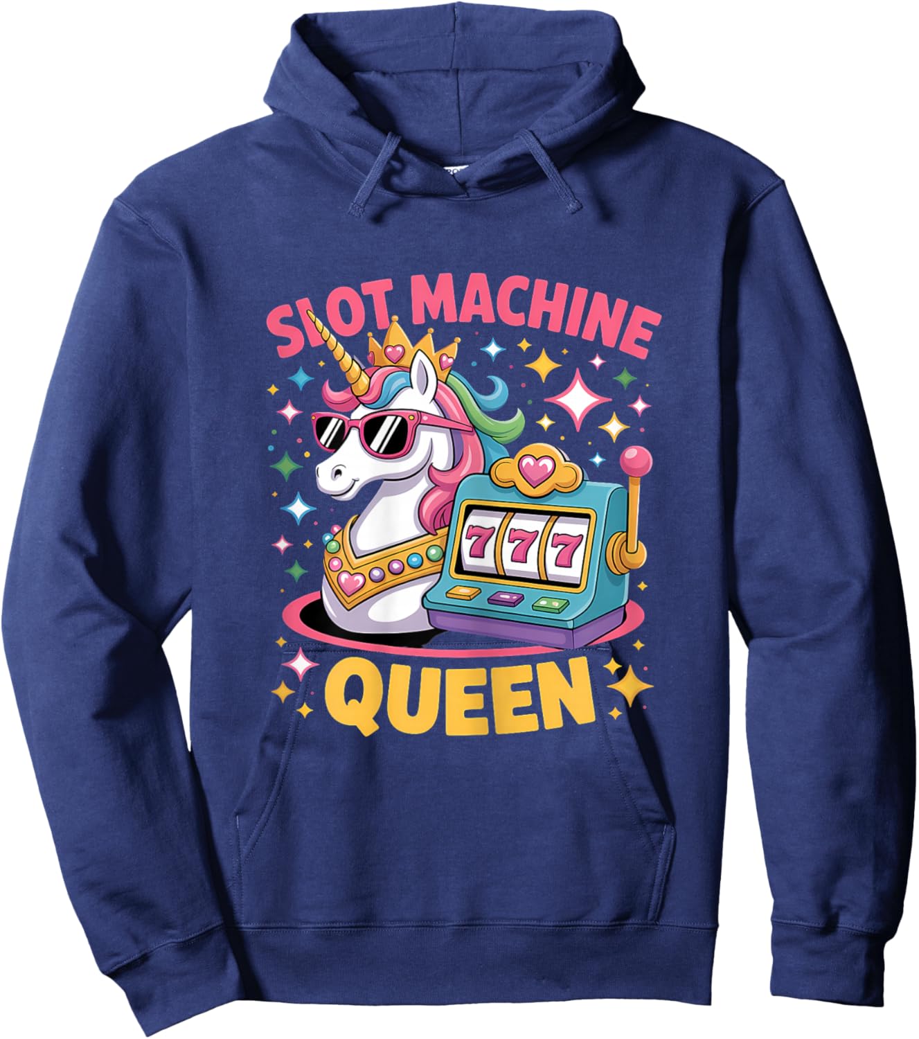 Slot Machine Queen Gambler Funny Casino Gambling Hoodie - Hoodie | Navy