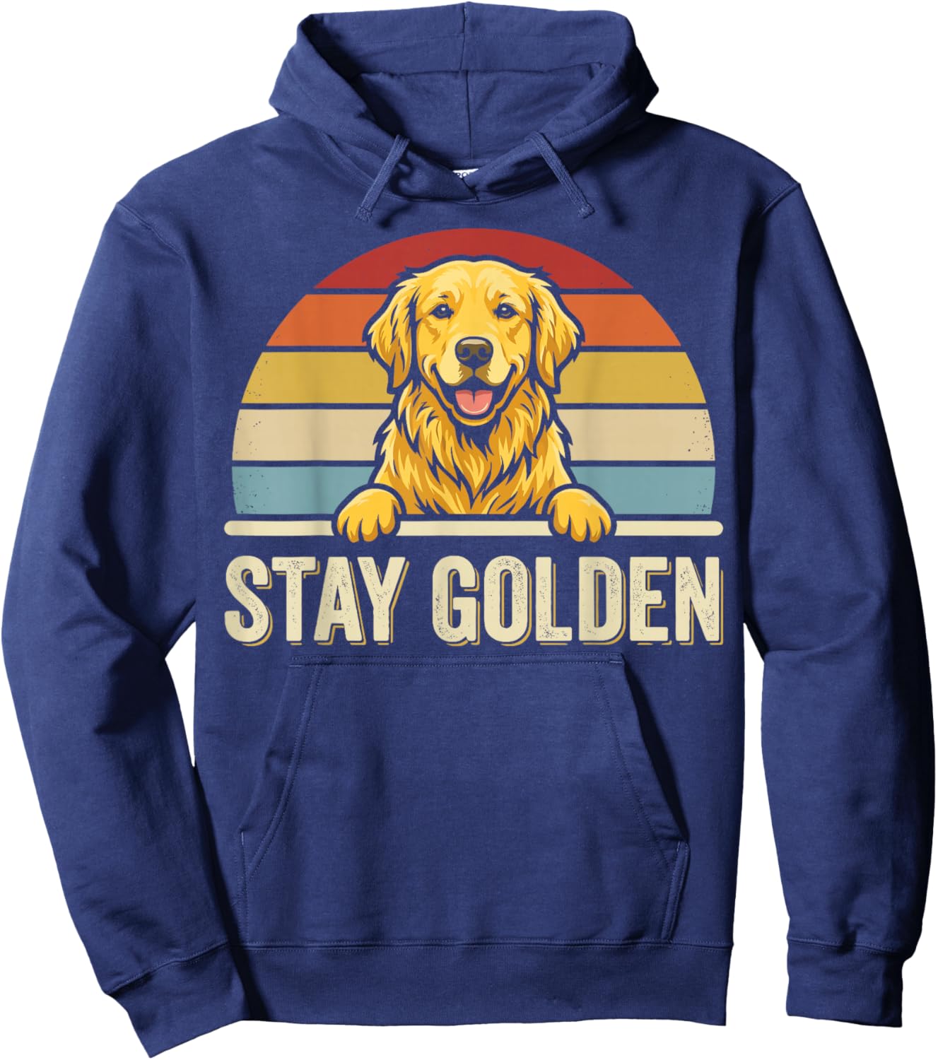 Stay Golden Golden Retriever Retro Sunset Design Hoodie - Hoodie | Navy