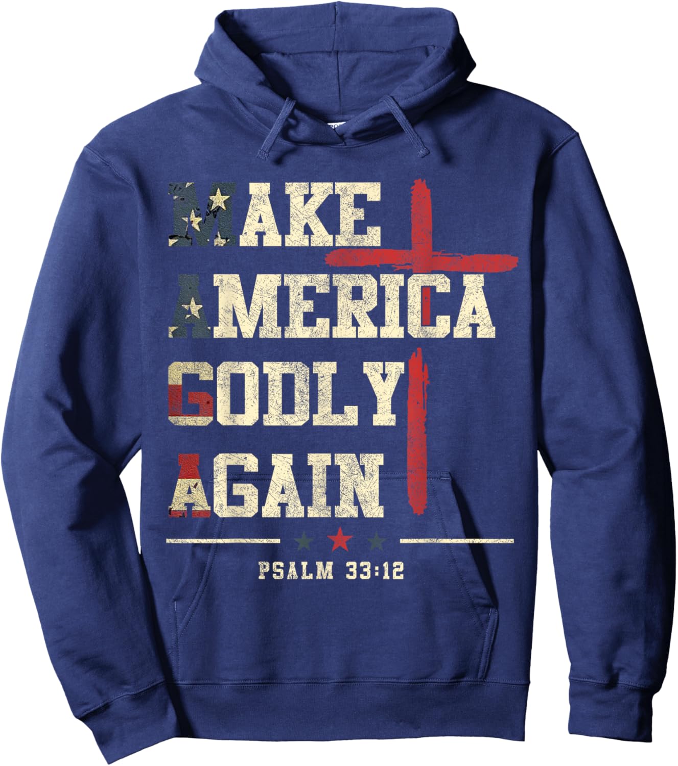 Jesus Make America Godly Again American Patriot Christian Hoodie - Hoodie | Navy