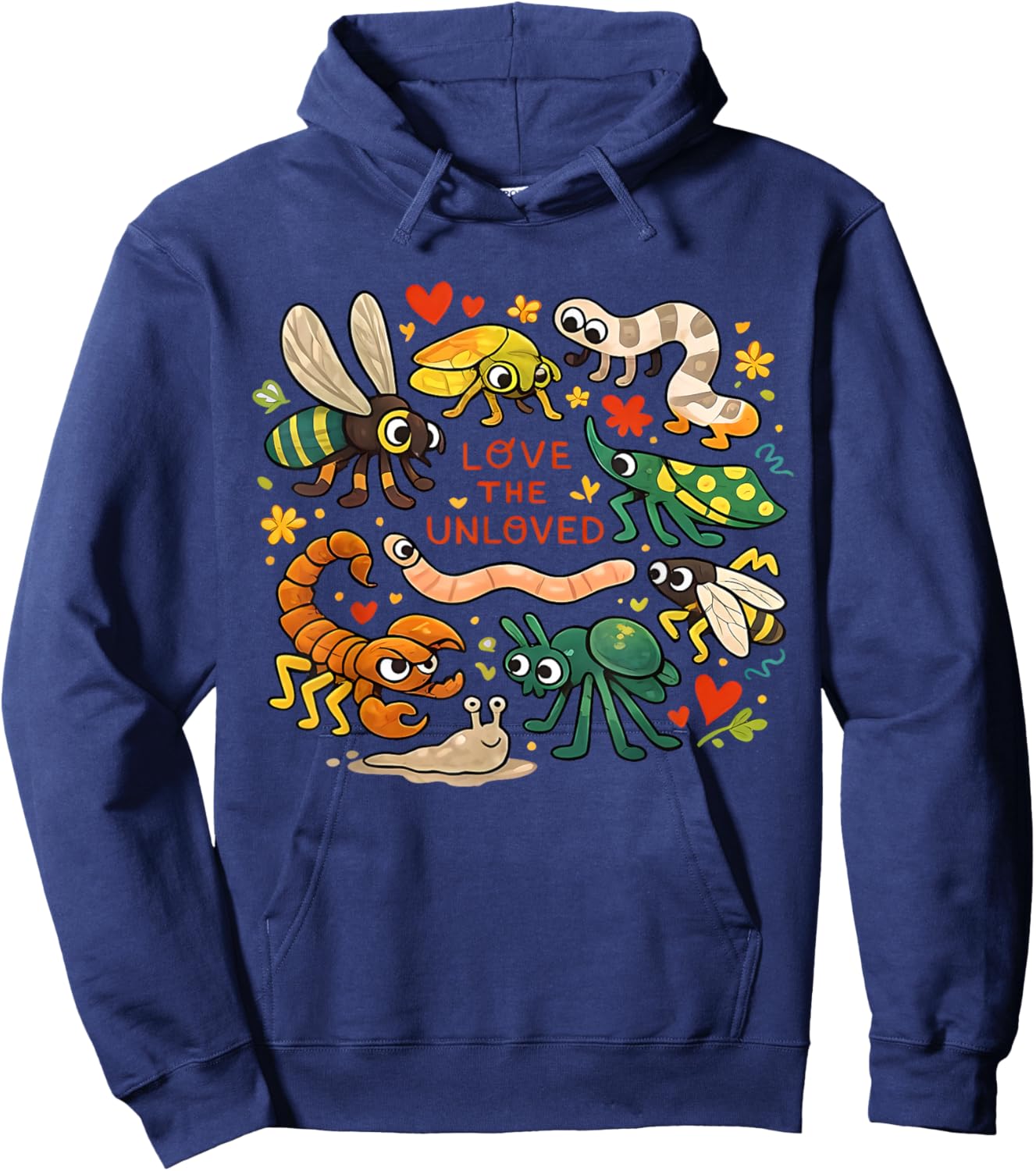 Love The Unloved Insects Worm Scorpion Quote Hoodie - Hoodie | Navy
