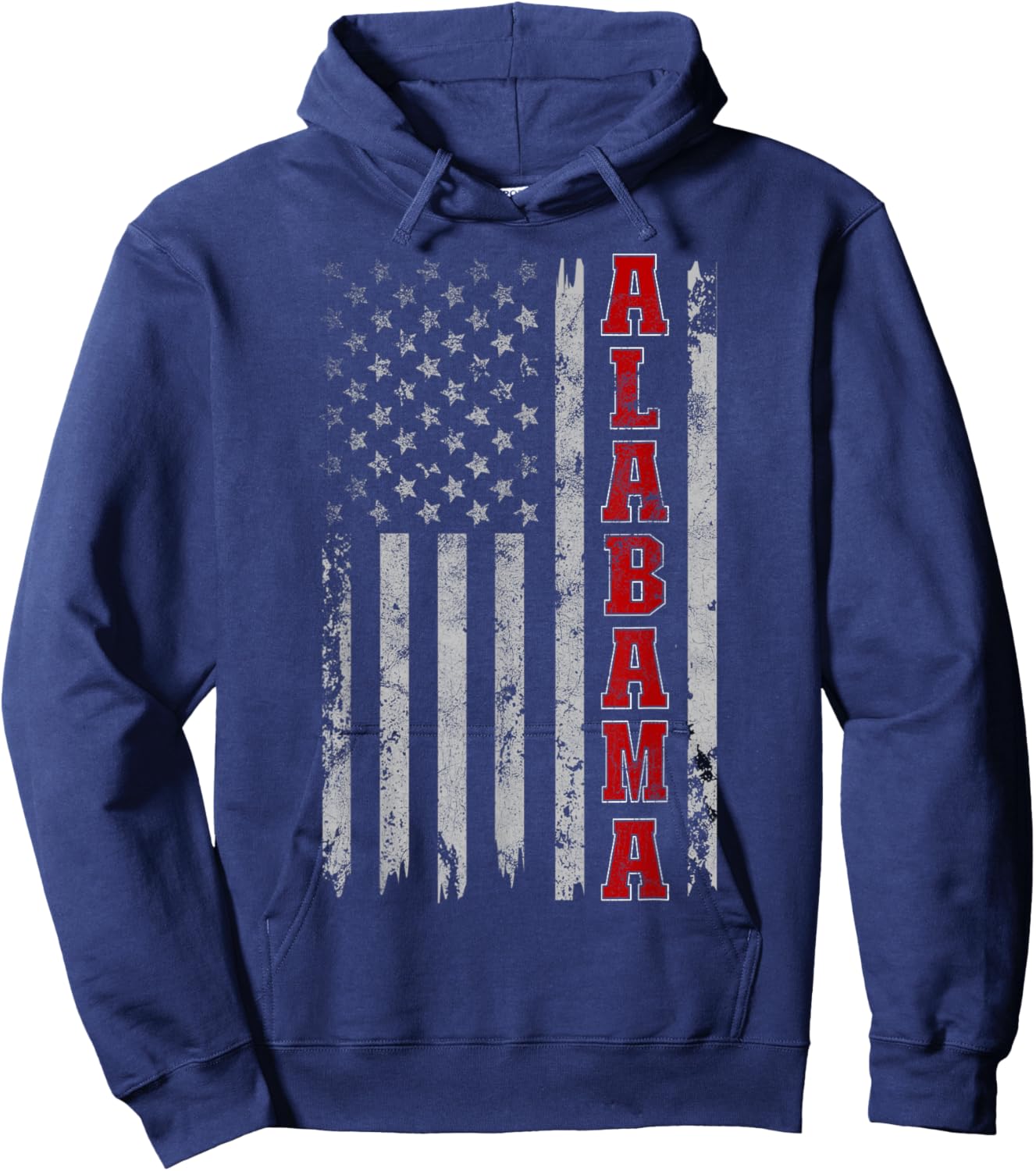 Alabama - Vintage Patriotic USA Flag Football Season Hoodie - Hoodie | Navy