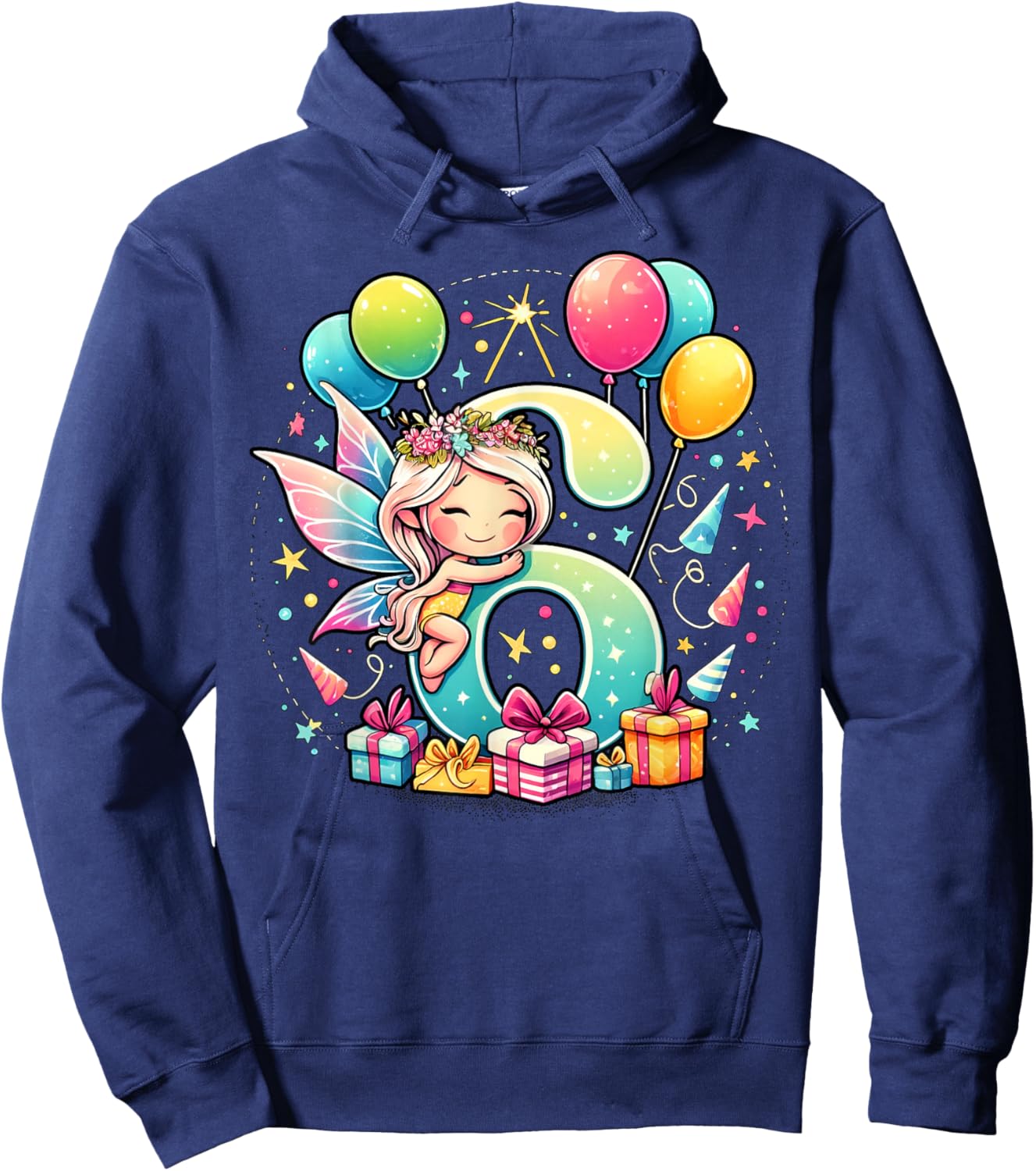 Kids Fairy Theme sixth Bday Party 6th Fairy Birthday Hoodie - Hoodie | Navy