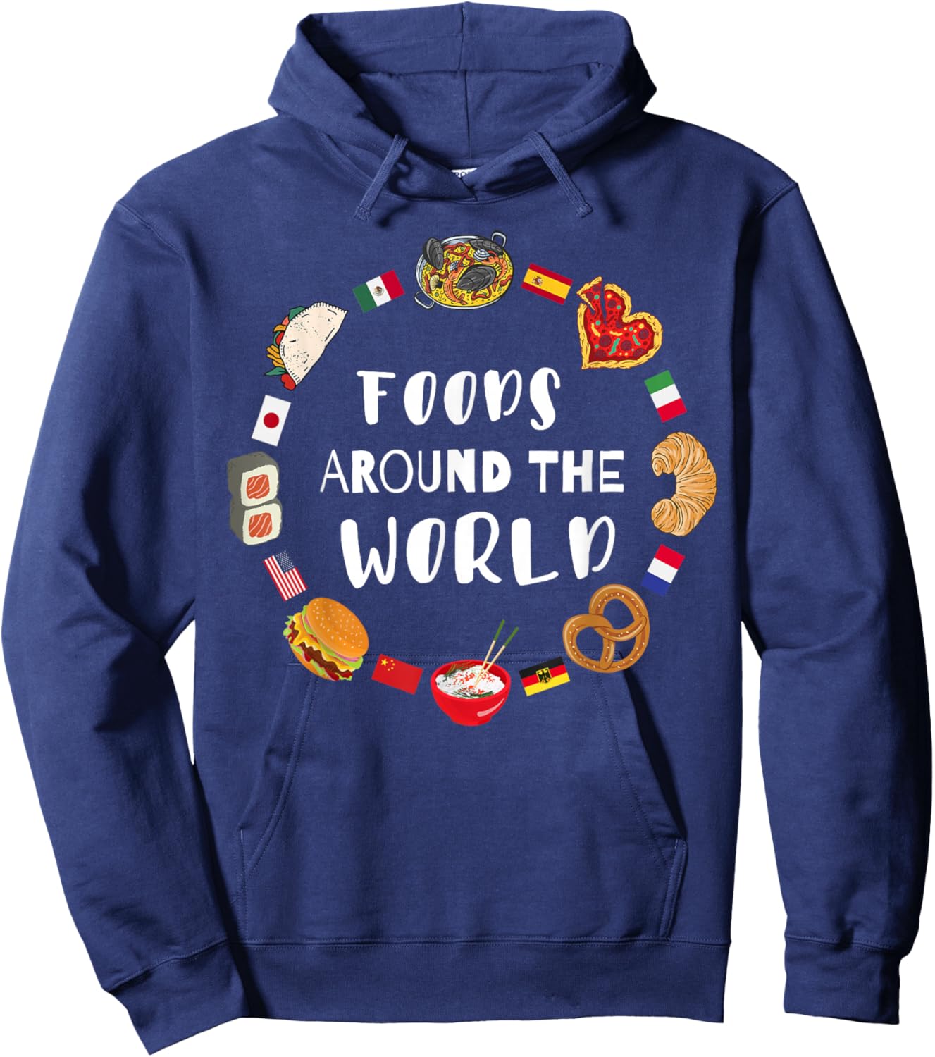 Foods around the world, Eating international dishes Hoodie - Hoodie | Navy
