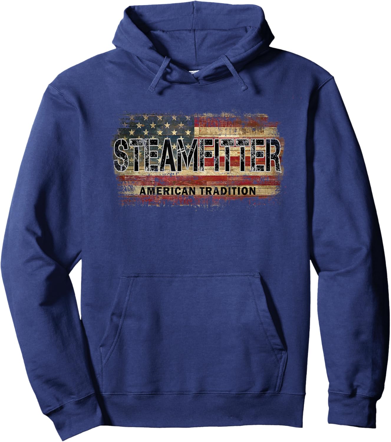 American Flag Vintage Steamfitter Hoodie - Hoodie | Navy