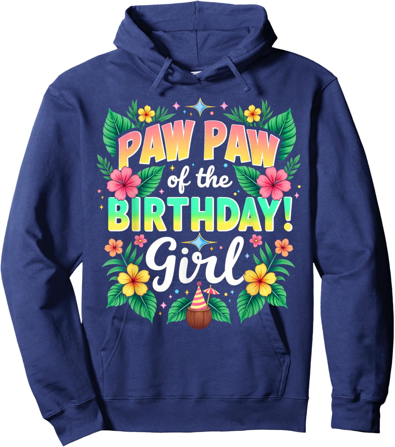 Aloha Hawaii Grandpa Paw Paw Of The Birthday Girl Hoodie - Hoodie | Navy