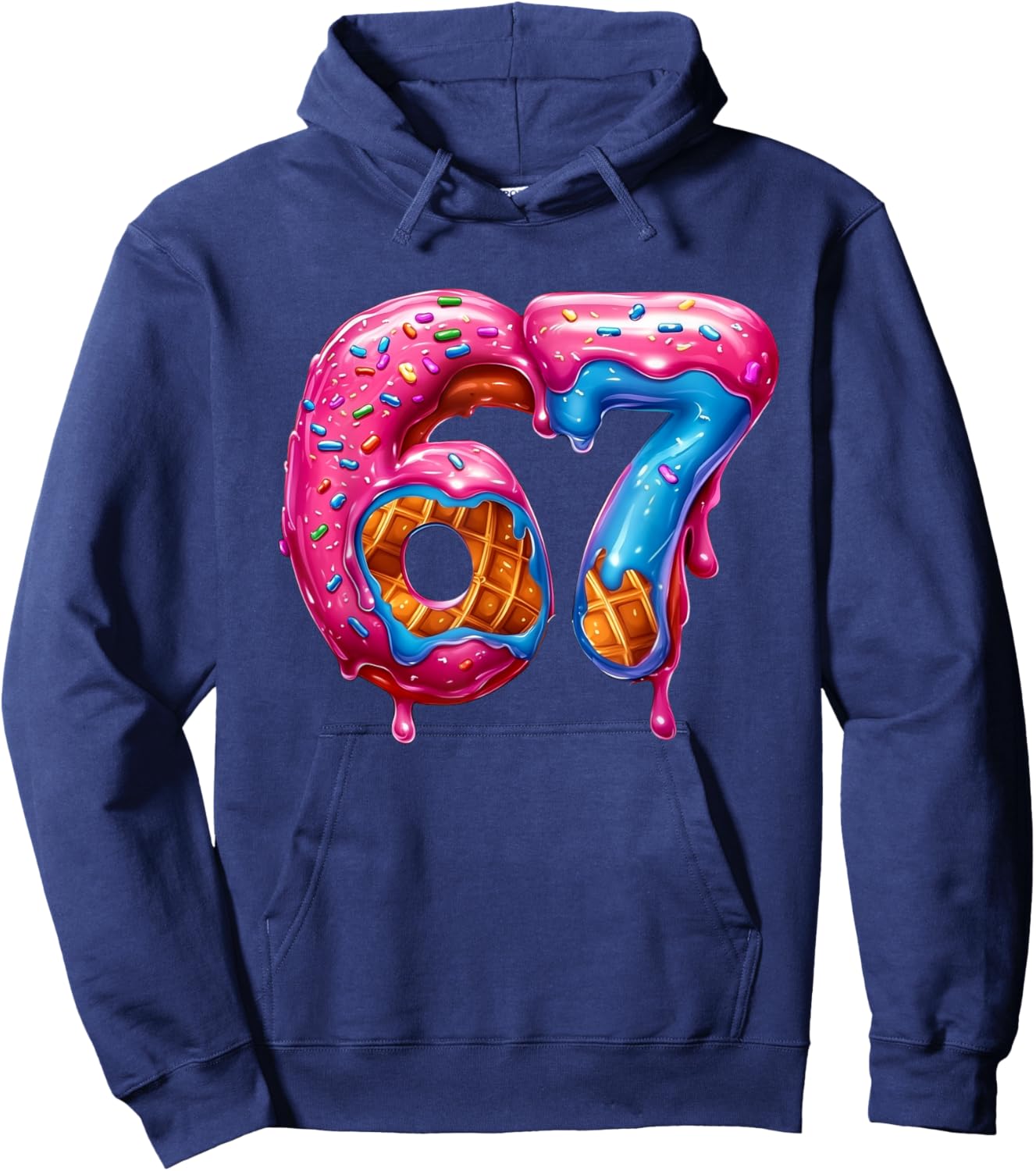 Six Seven Donut Ice Cream Drip Cool Meme Funny 67 Hoodie - Hoodie | Navy