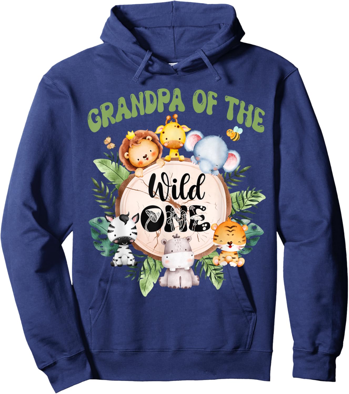 Grandpa Of The Wild One 1st Birthday Safari Family Matching Hoodie - Hoodie | Navy
