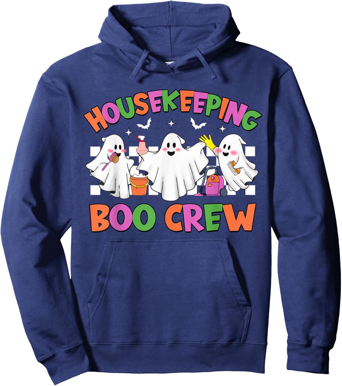 Retro Housekeeping Boo Crew Housekeeper Halloween Costumes Hoodie - Hoodie | Navy