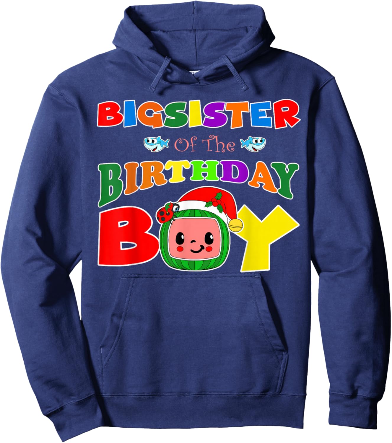 Big Sister Of The Birthday Boy Funny Melon Family Matching Hoodie - Hoodie | Navy
