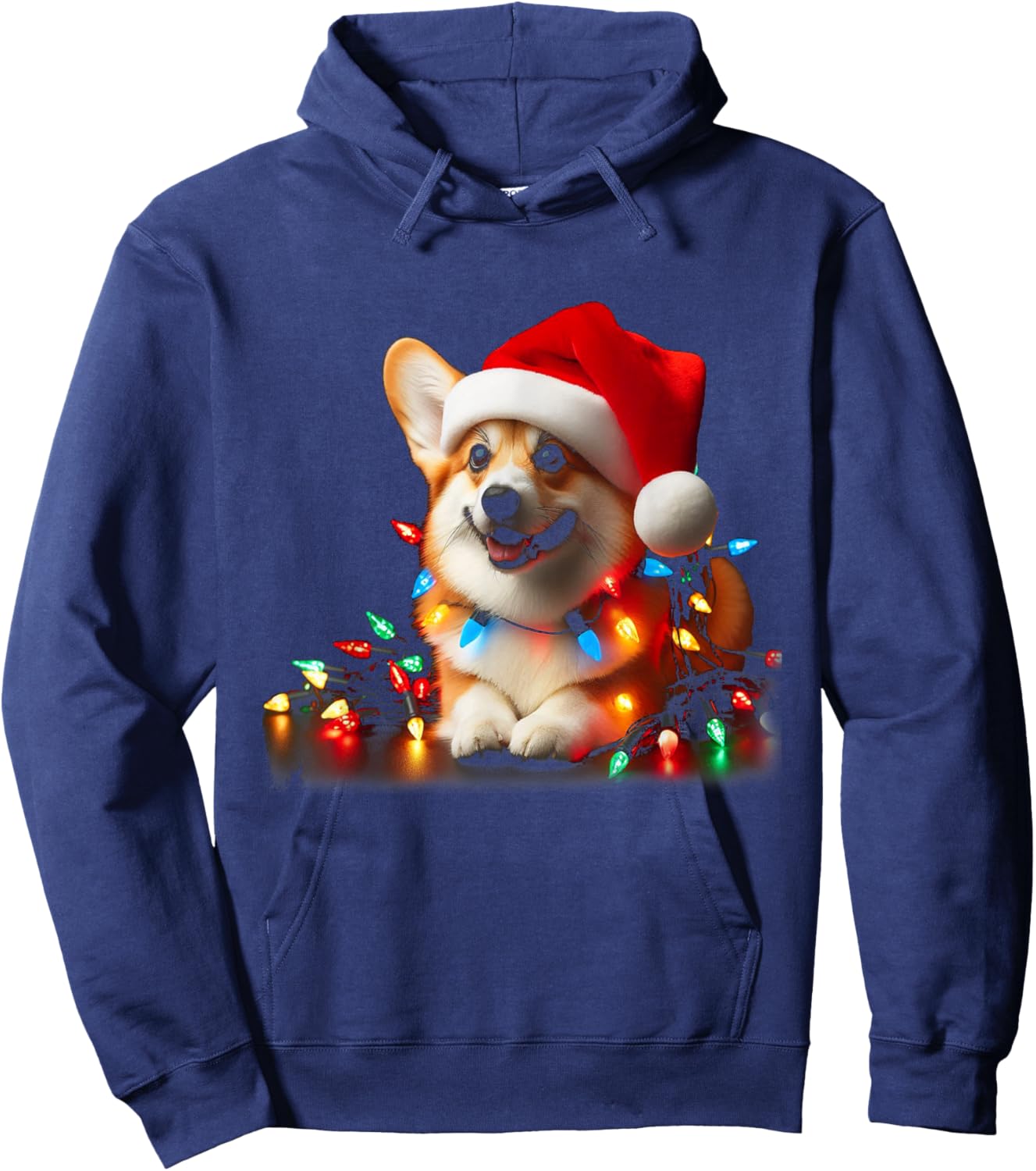 Corgi Santa Christmas Tree Lights Boys Men Corgmas Dog Hoodie - Hoodie | Navy