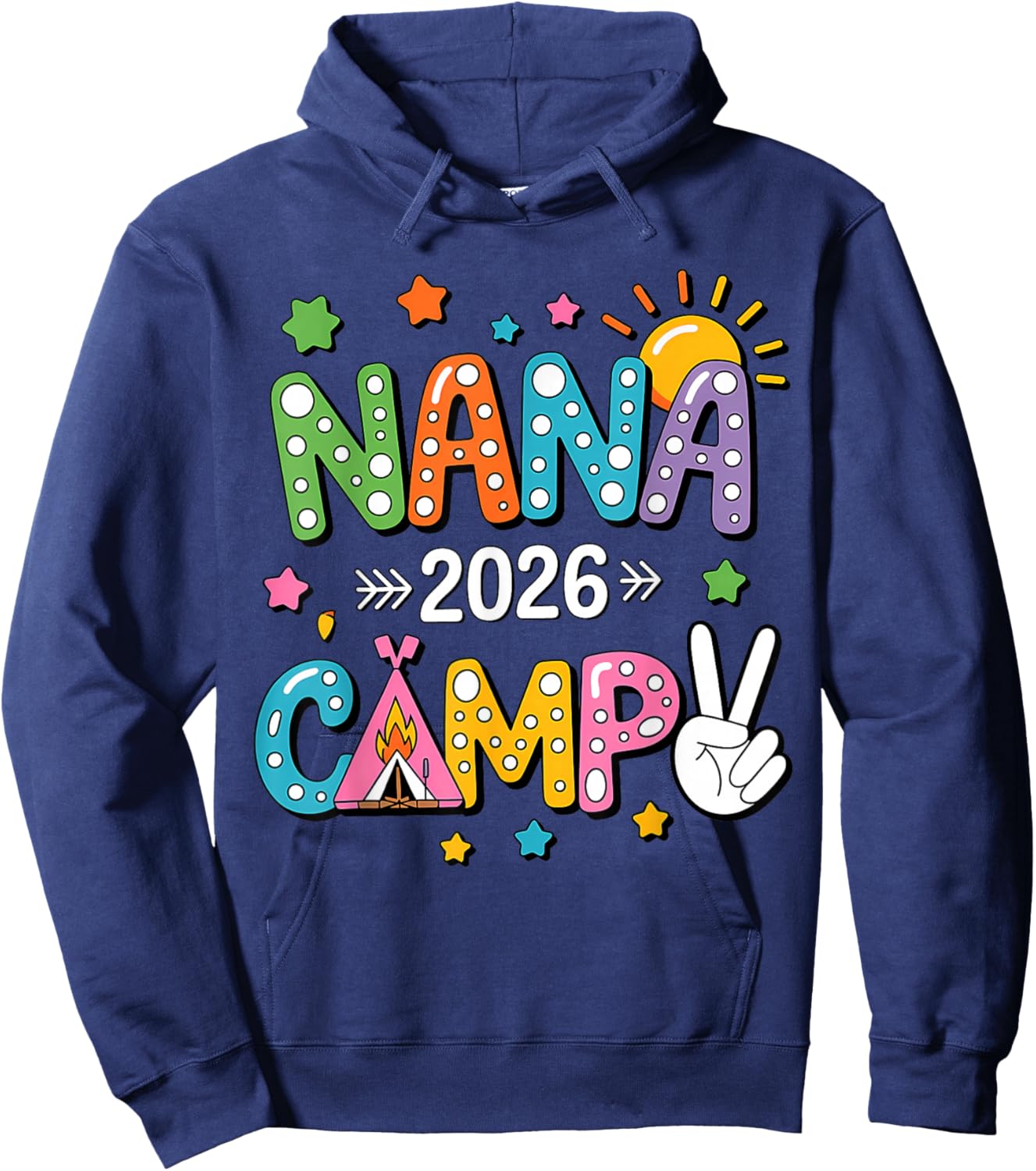 Nana Camp 2026 Family Vacation Summer Camping Crew Kids Hoodie - Hoodie | Navy
