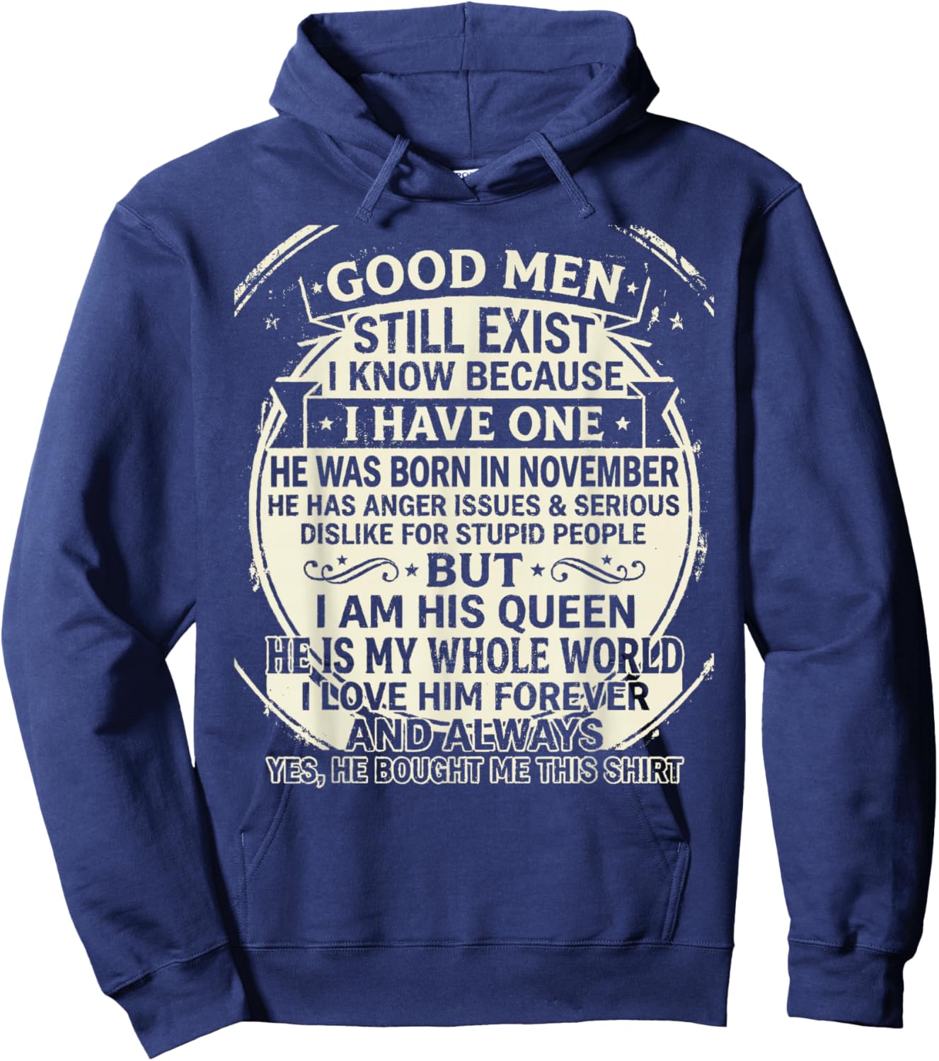 November Birthday Men Funny Saying Cute for Girlfriend Wife Hoodie - Hoodie | Navy