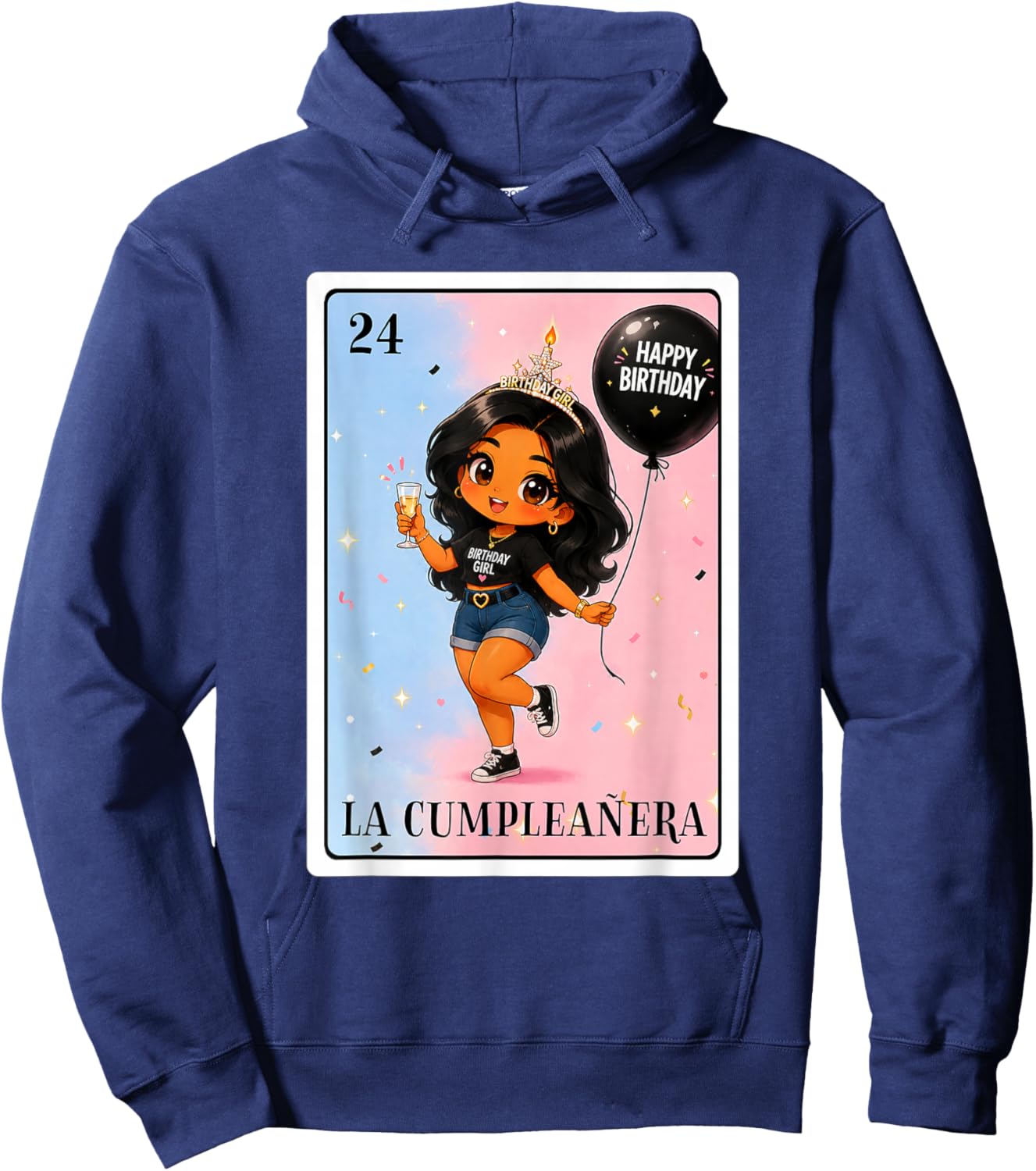 Latina La Cumpleanera Birthday Girl Mexican Bingo Card Hoodie - Hoodie | Navy