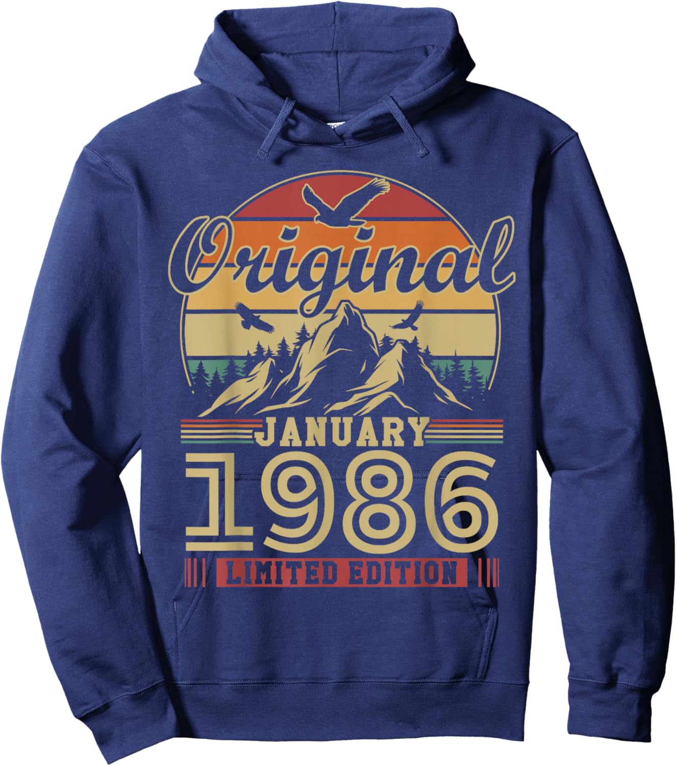 Vintage 40th Birthday Gift Born in January 1986 Hoodie - Hoodie | Navy