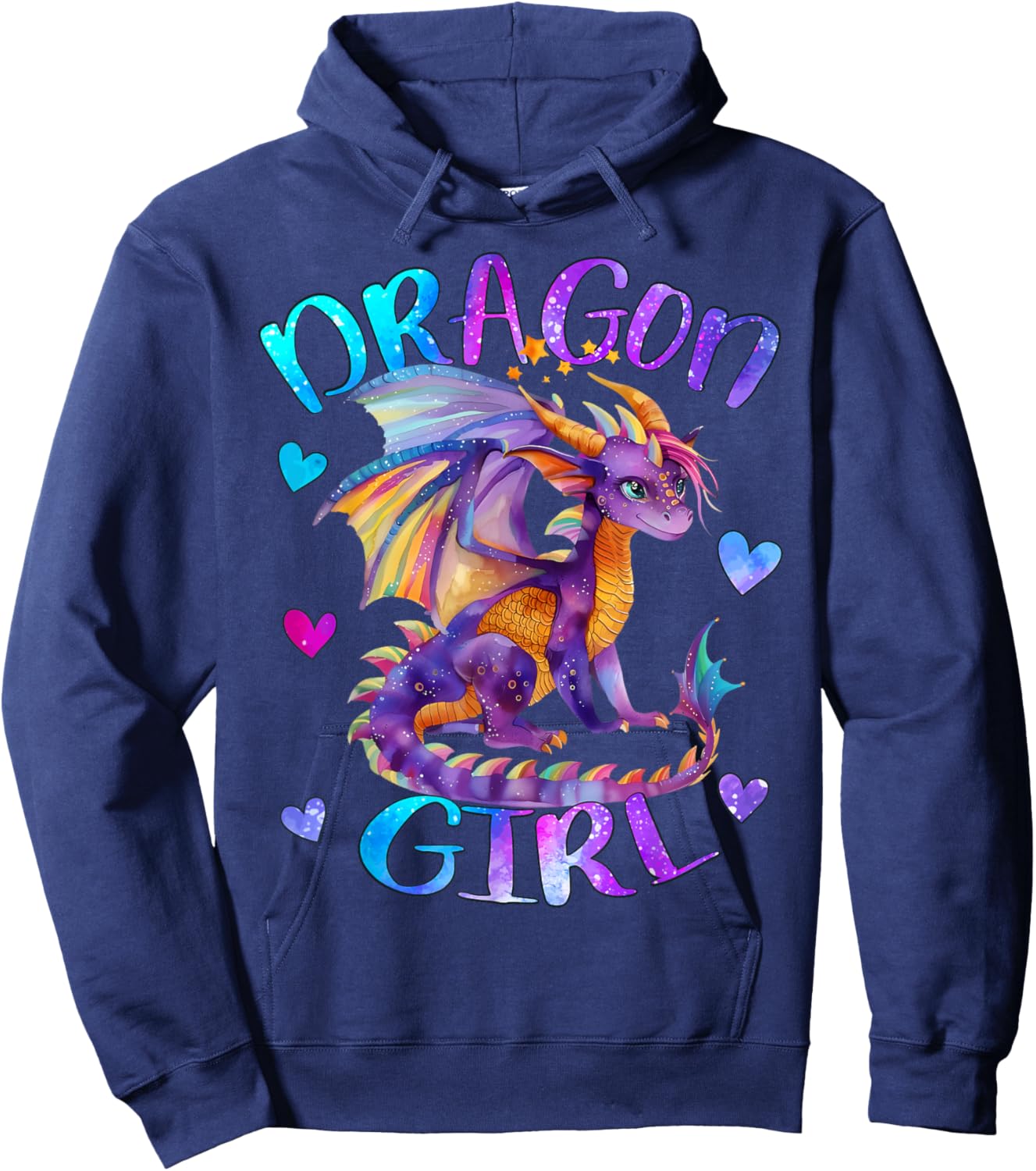 Dragon Girl Rainbow Dragon Just a girl Who Loves Dragons Hoodie - Hoodie | Navy