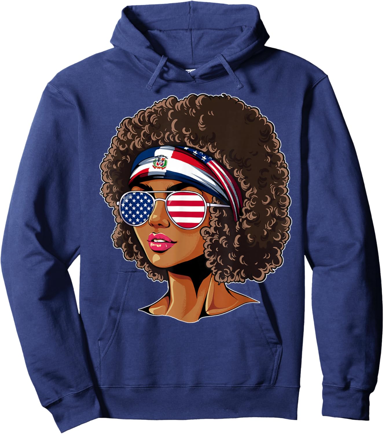 Half American Dominican Girl USA Dominican Republic Flag Hoodie - Hoodie | Navy